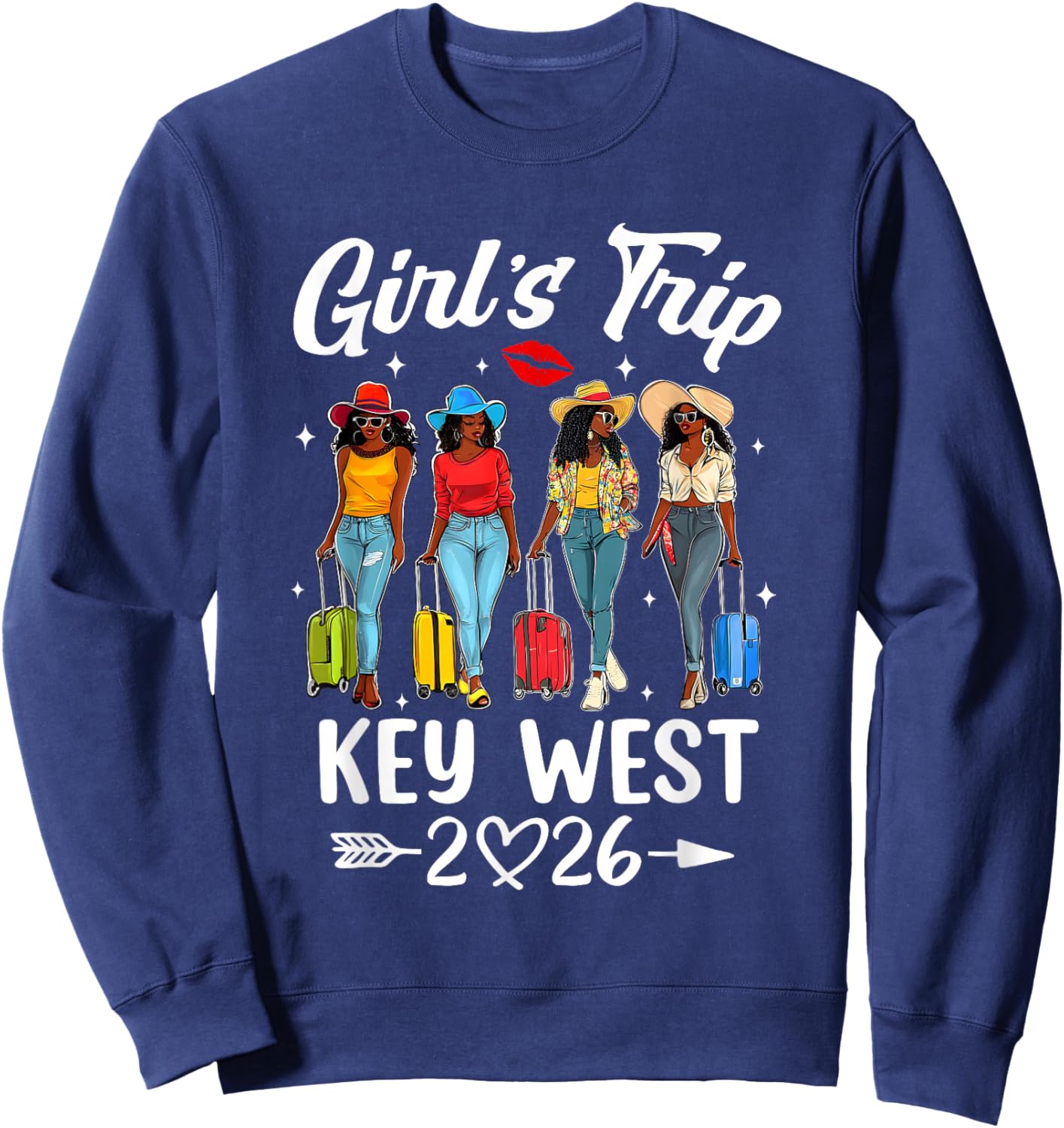 Key West Girls Trip 2026 Birthday Squad Women Vacation Sweatshirt - Sweatshirt | Navy