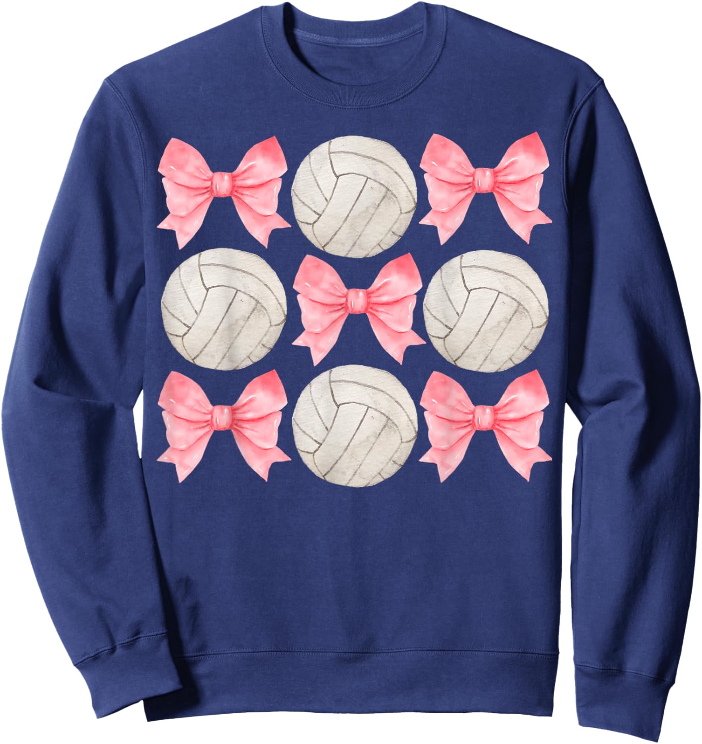 Volleyball Mom Sister Tween Teen Girl Girly Pink Bow Preppy Sweatshirt - Sweatshirt | Navy