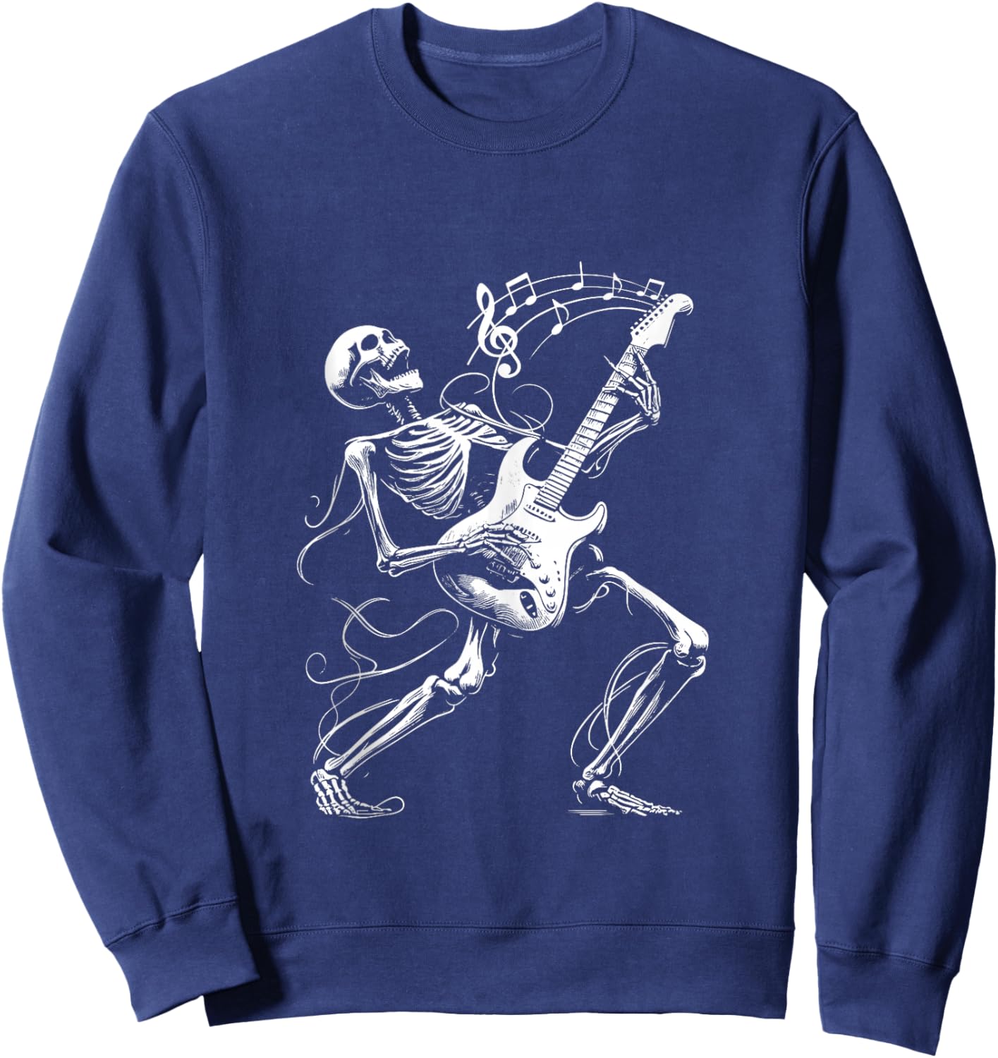 Skeleton Playing Guitar Music Gifts Women Rock Band Sweatshirt - Sweatshirt | Navy
