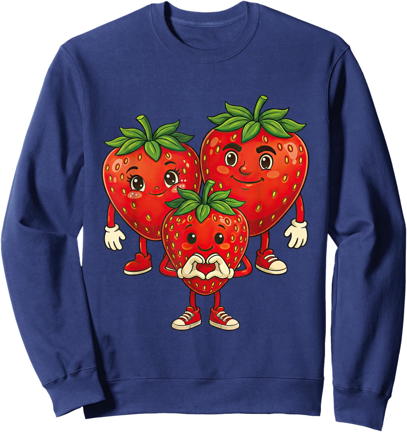Strawberry with Family | Sweet Strawberry with Strawberry Mum & Dad Sweatshirt - Sweatshirt | Navy
