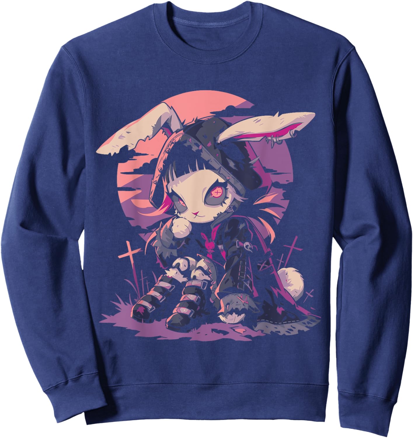 Cute Goth Bunny Witch Cute E-Girl Gothic Outfit Grunge Sweatshirt - Sweatshirt | Navy
