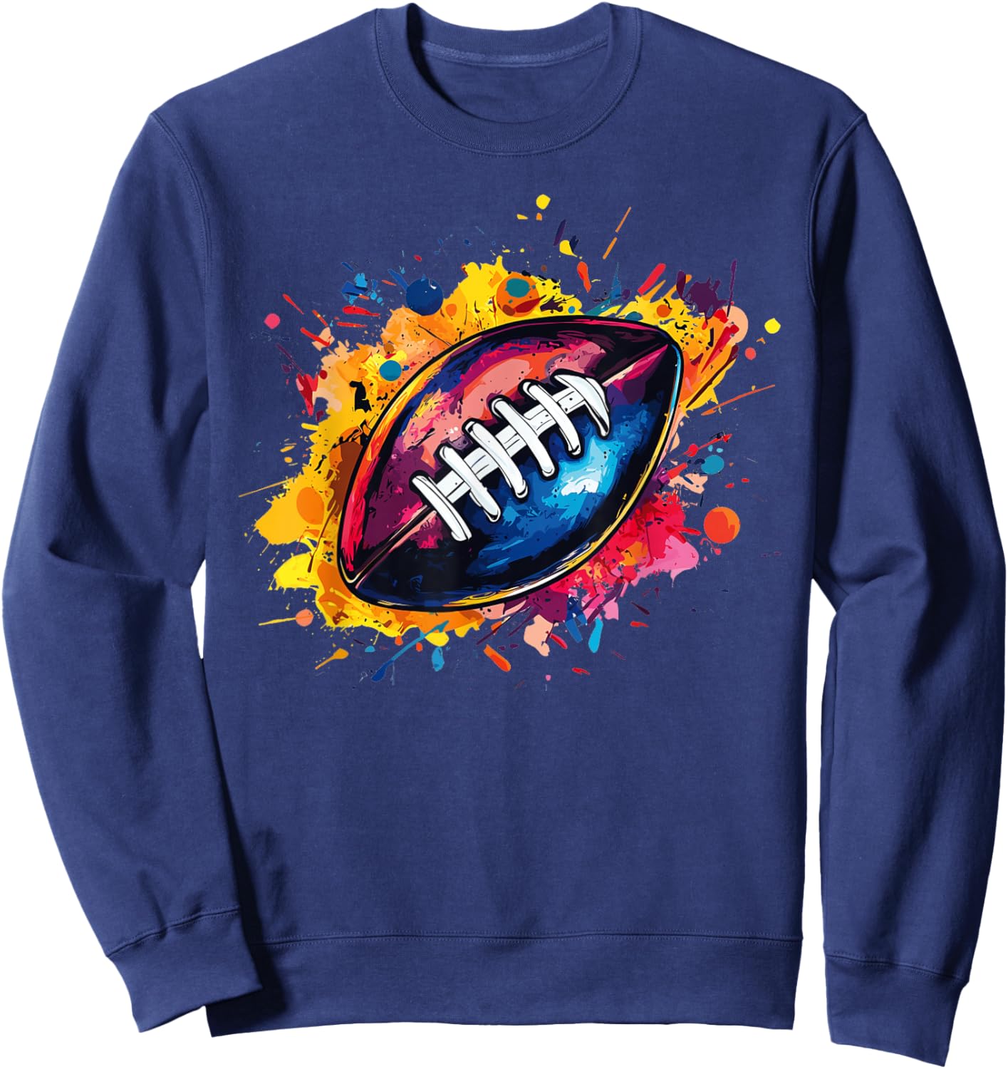 Football Designs. Football Graphic - Black, Small, Short Sleeve Sweatshirt - Sweatshirt | Navy