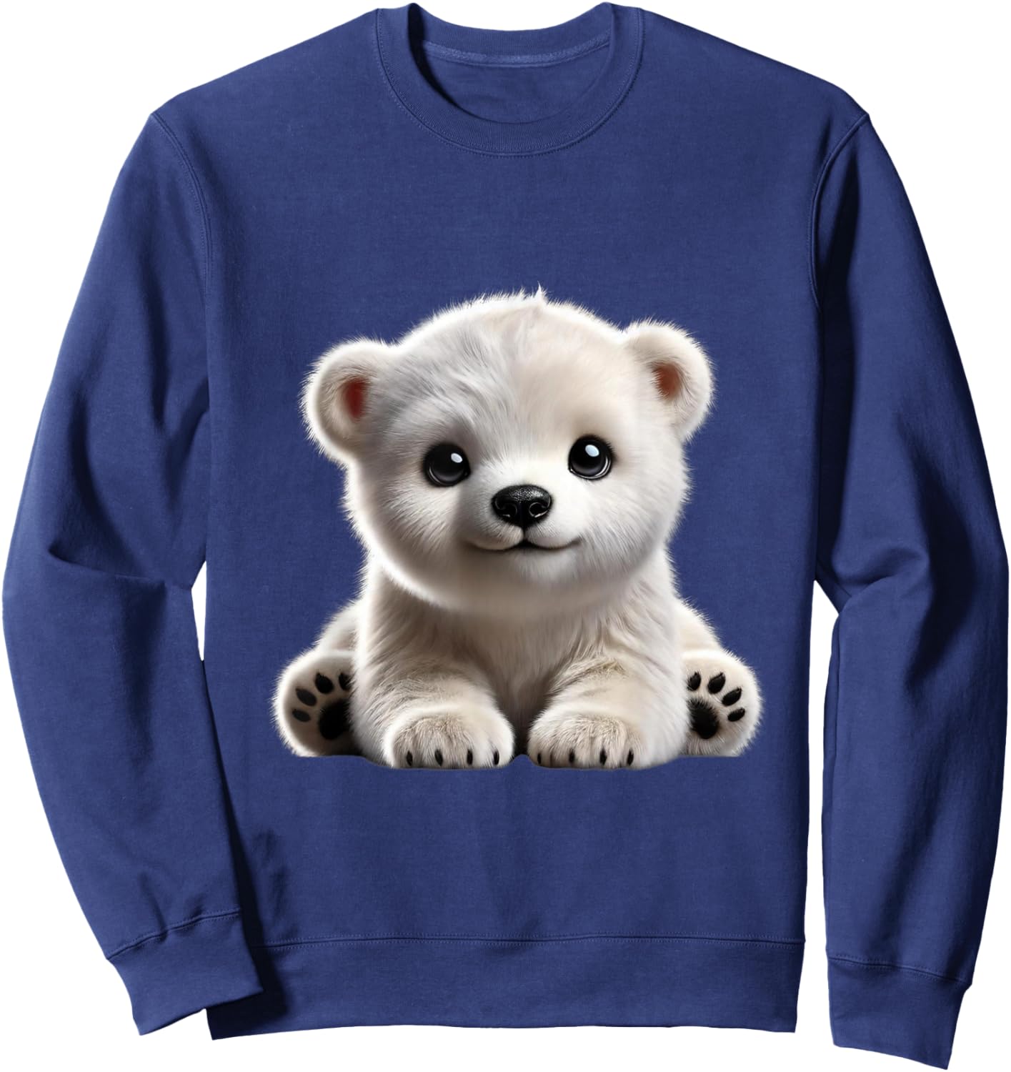 Just Sweet Designs Cute Polar Bear Cub Design , Small, Black Sweatshirt - Sweatshirt | Navy