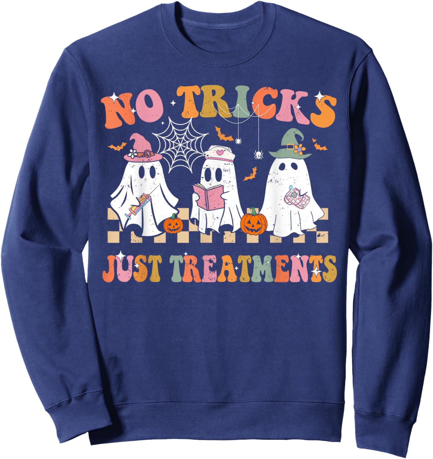 Funny Nurse Ghost for Scrub Life & Nursing Halloween Lovers Sweatshirt - Sweatshirt | Navy