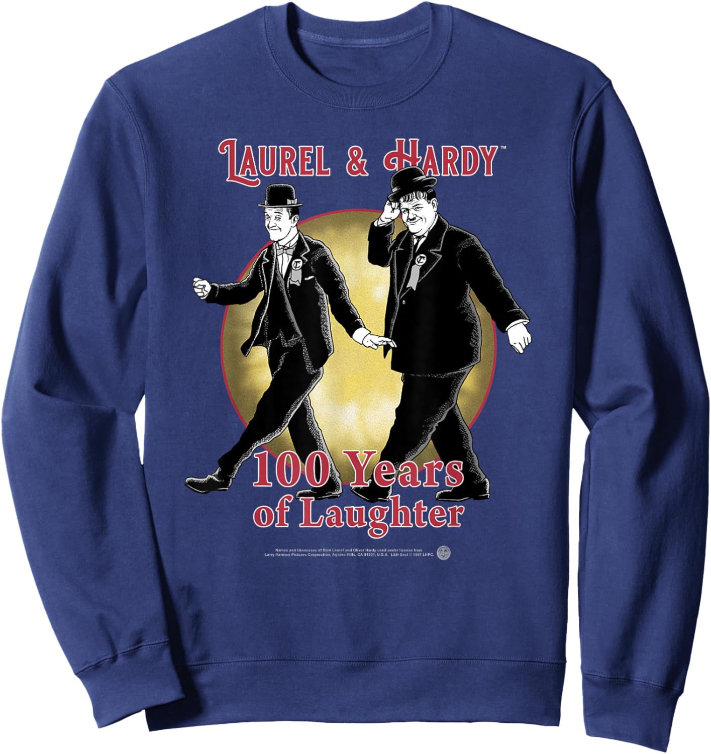 Laurel & Hardy 100 Years of Laughter Classic Comedy Sweatshirt - Sweatshirt | Navy