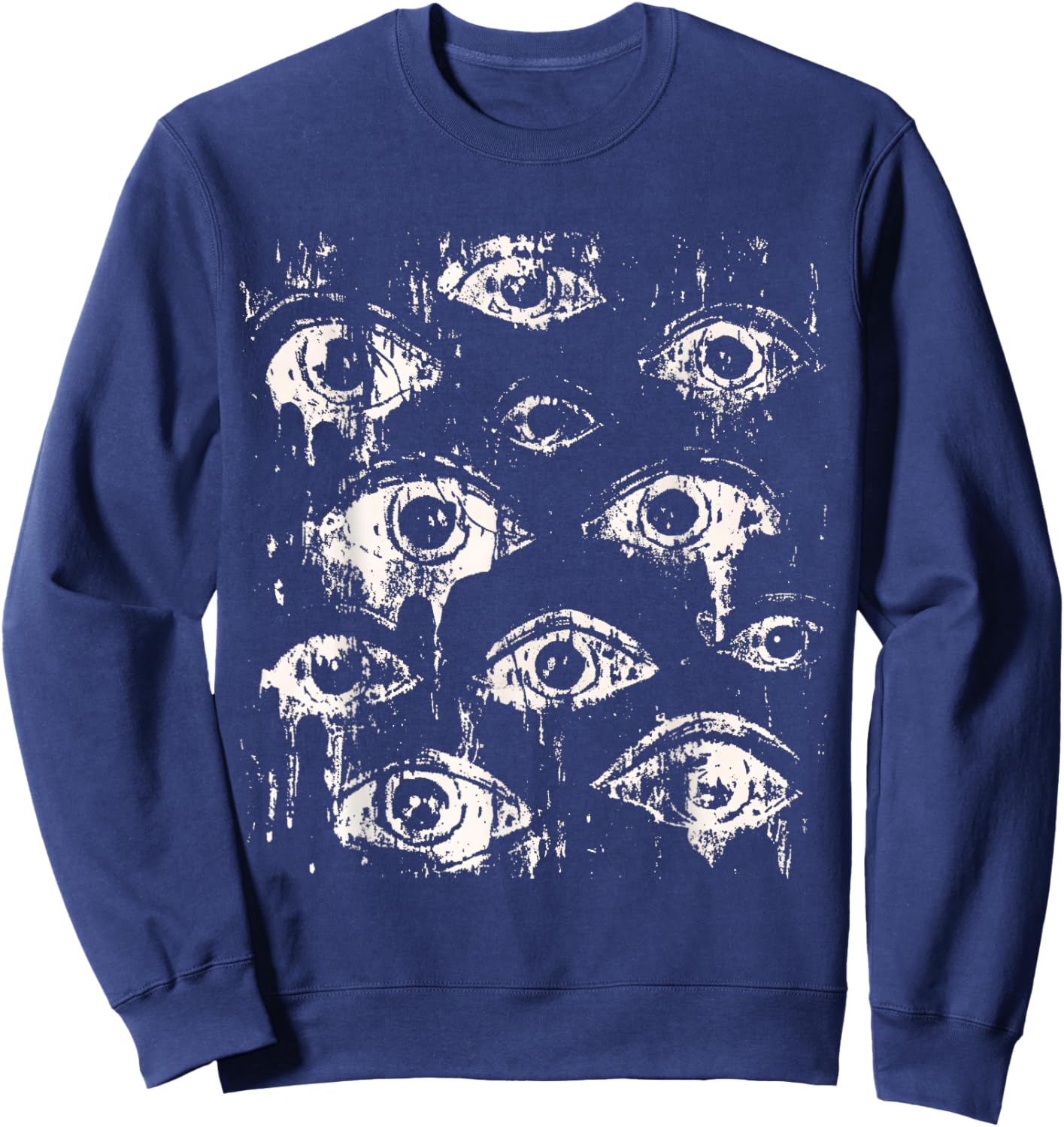 Eyes Eyeballs Weird Goth Grunge Alt Y2K Strange Aesthetic Sweatshirt - Sweatshirt | Navy