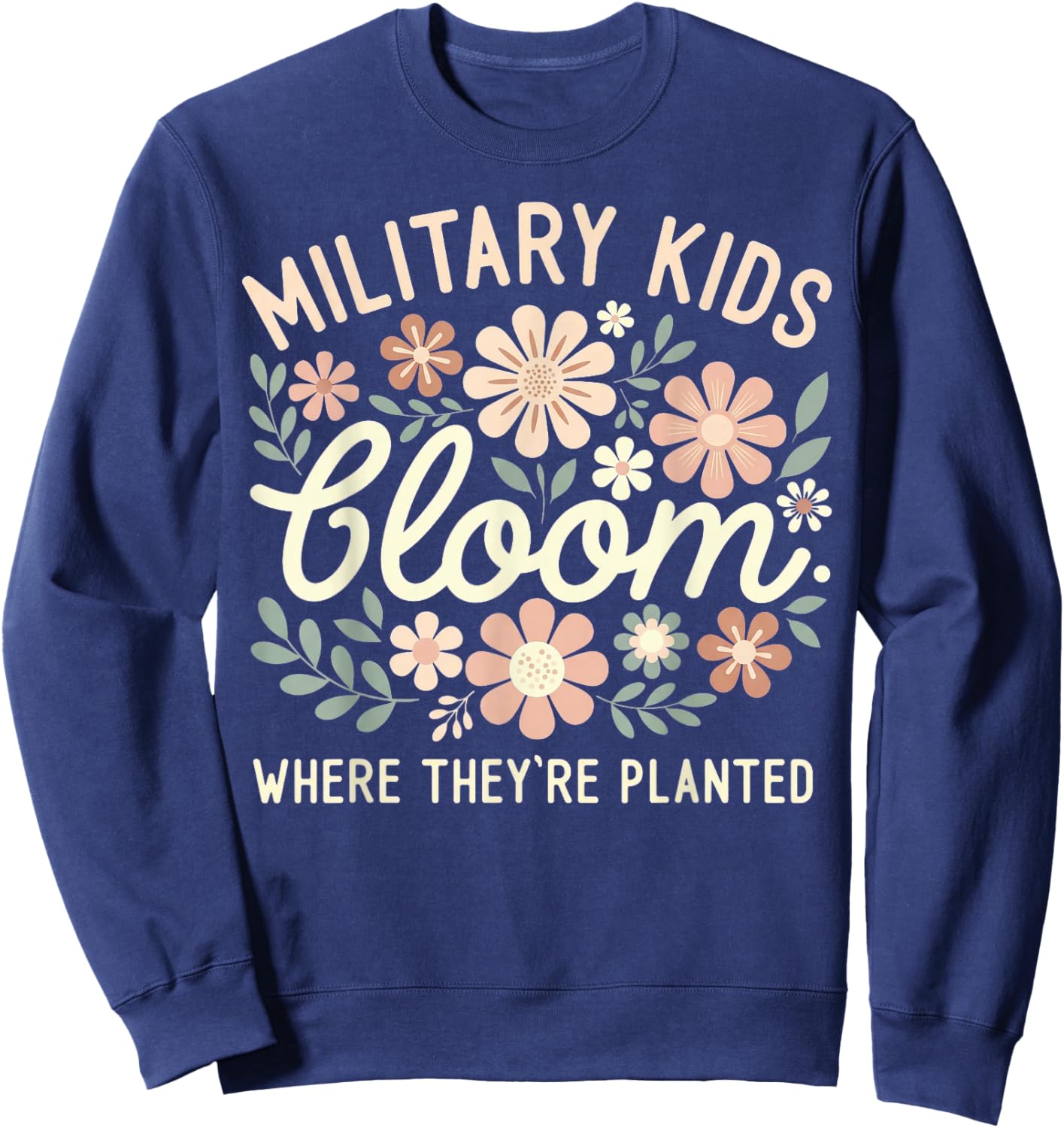 Purple Military Kid Dandelion Bloom Where They're Planted Sweatshirt - Sweatshirt | Navy