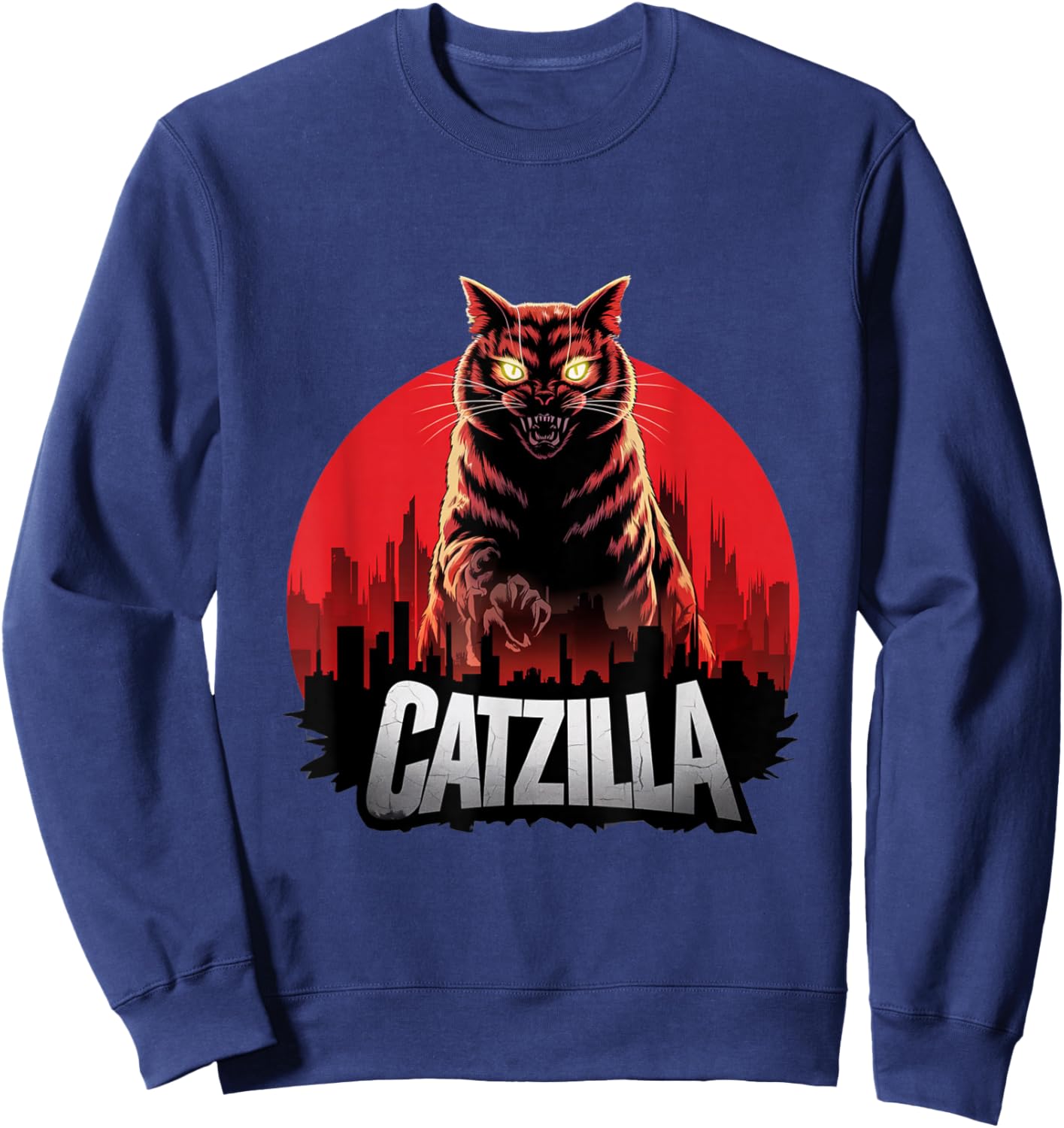 Catzilla Apocalypse Cat – Fierce Feline City Kitten Catzilla Sweatshirt - Sweatshirt | Navy