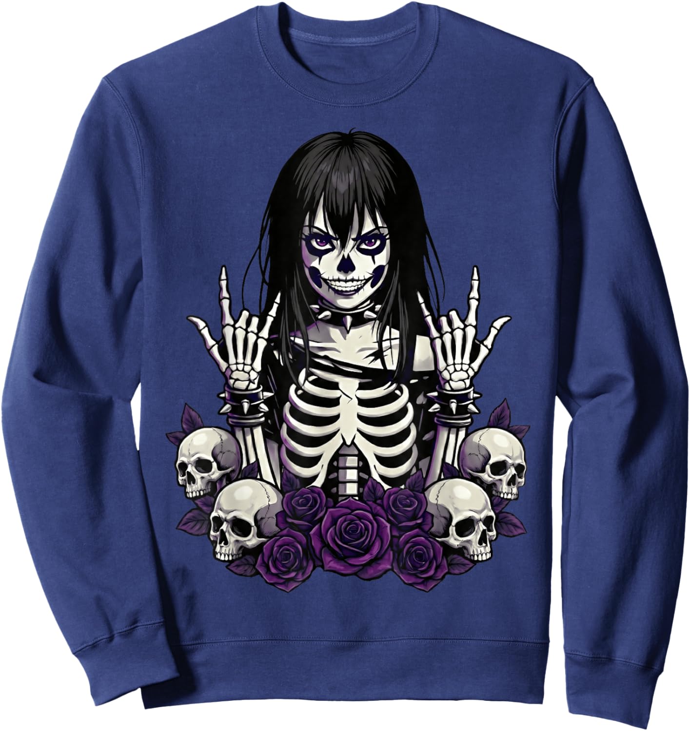 Scary Goth Girl, Emo Punk Girl, Horror Grunge Aesthetics Art Sweatshirt - Sweatshirt | Navy