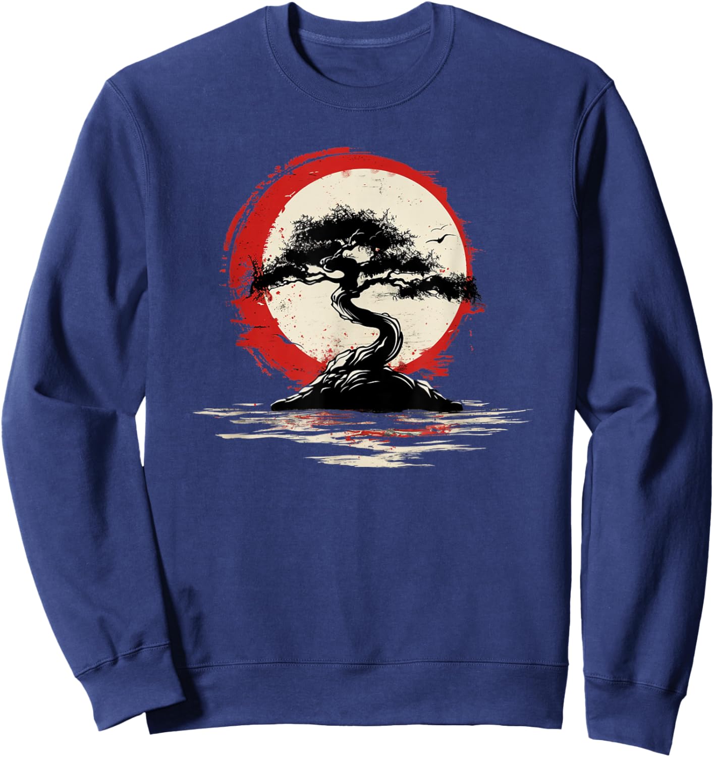 Japanischer Bonsai-Baum und Sonnenuntergang Sweatshirt - Sweatshirt | Navy