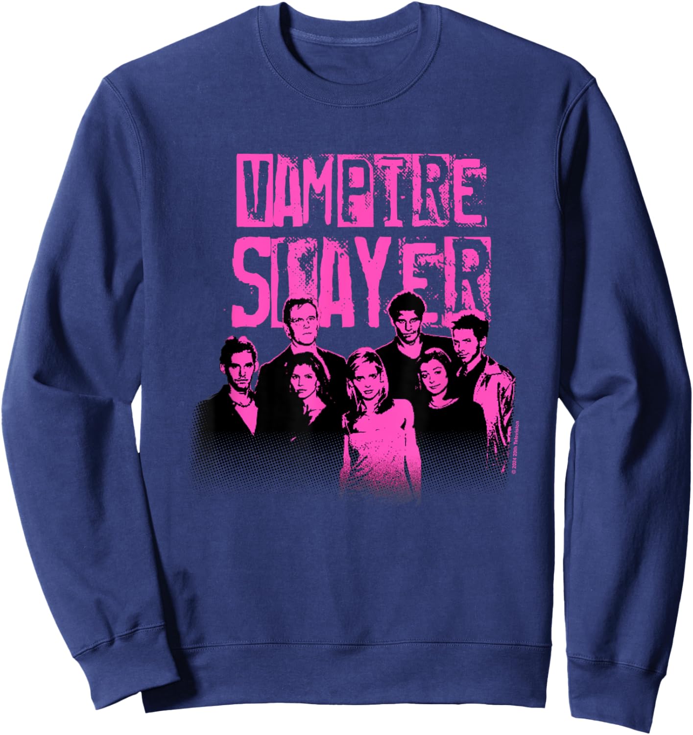 Buffy The Vampire Slayer Main Characters Faded Group Logo Sweatshirt - Sweatshirt | Navy