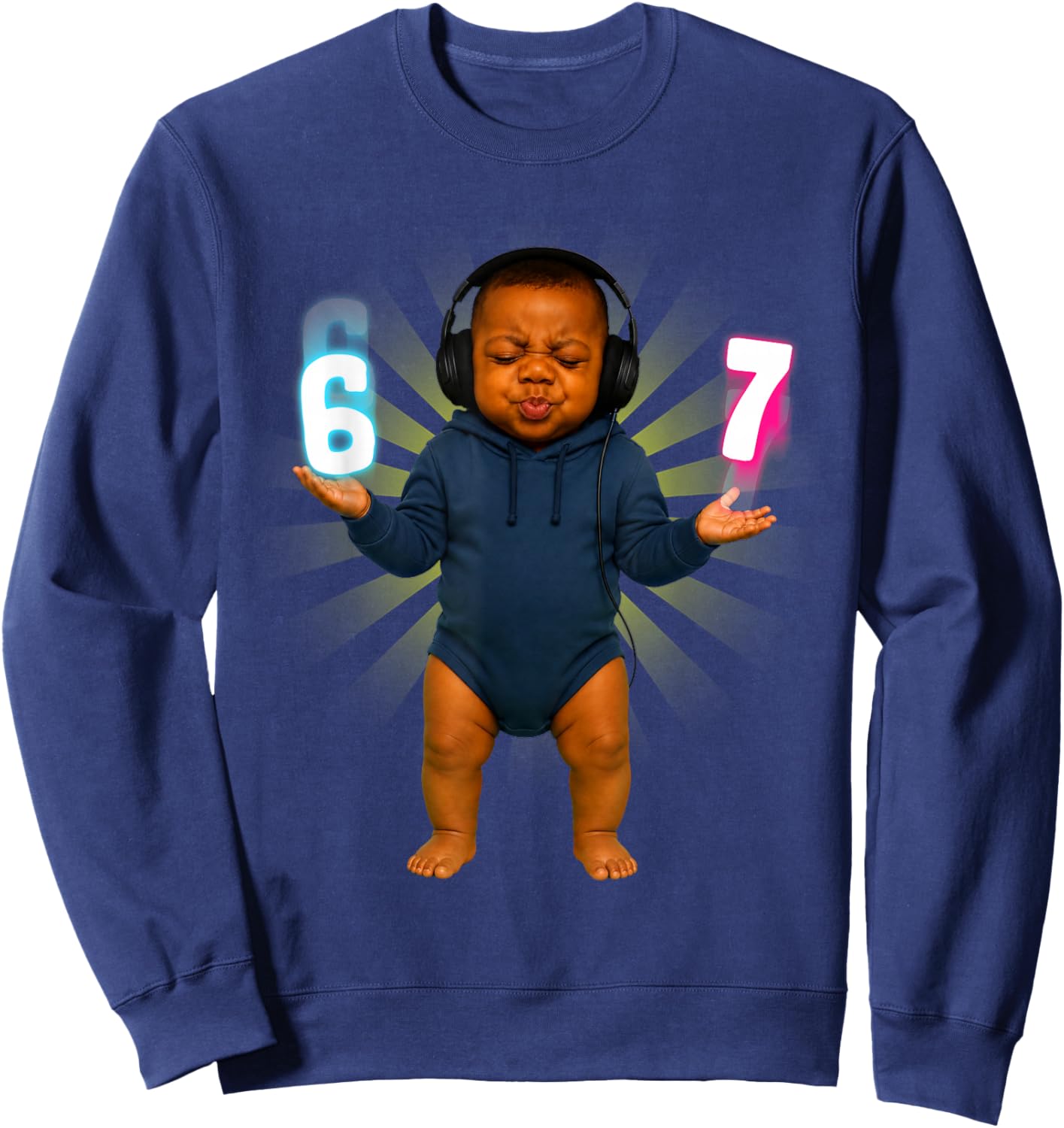 Funny Ai Baby Speed 67 Six Seven Brainrot Meme Gen Z Sweatshirt - Sweatshirt | Navy