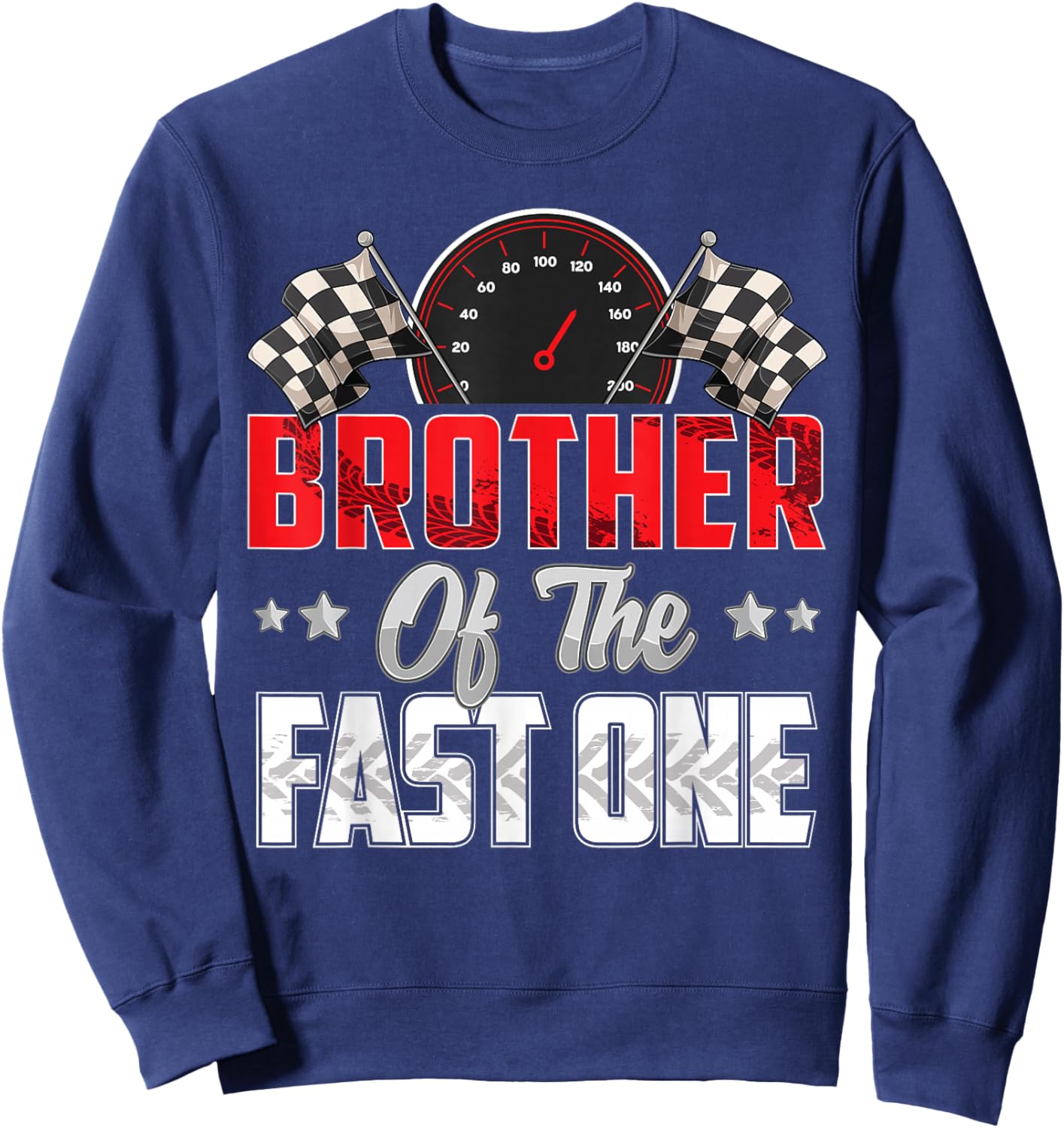 1 year old racing car fast one birthday 1st Family Brother Sweatshirt - Sweatshirt | Navy