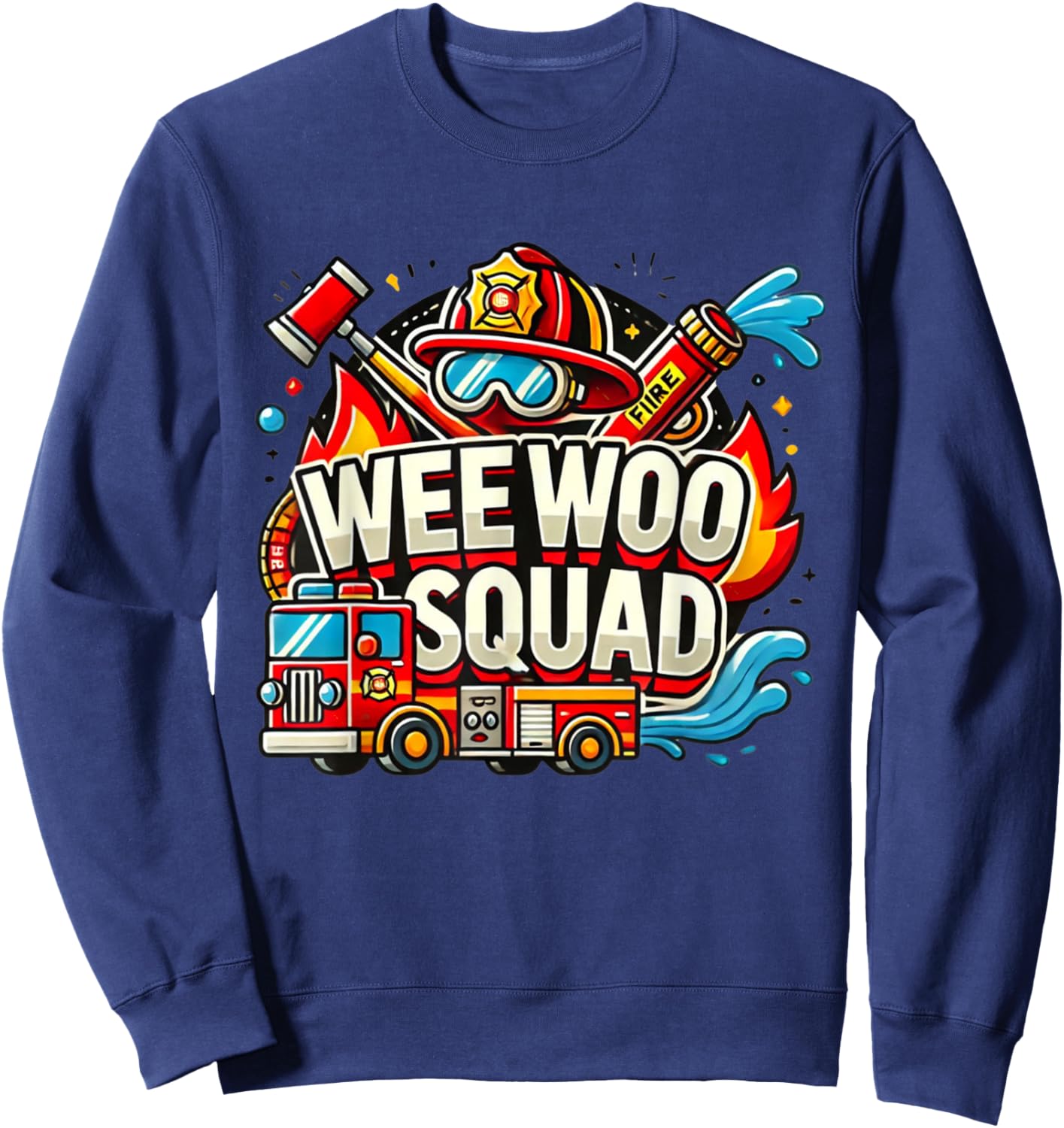 Funny Wee Woo Squad Fire Truck Design for Kids and Adults Sweatshirt - Sweatshirt | Navy