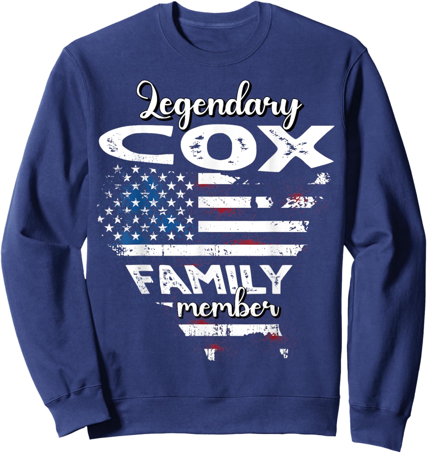Surname Cox US Flag Cox Last Name Cox Sweatshirt - Sweatshirt | Navy