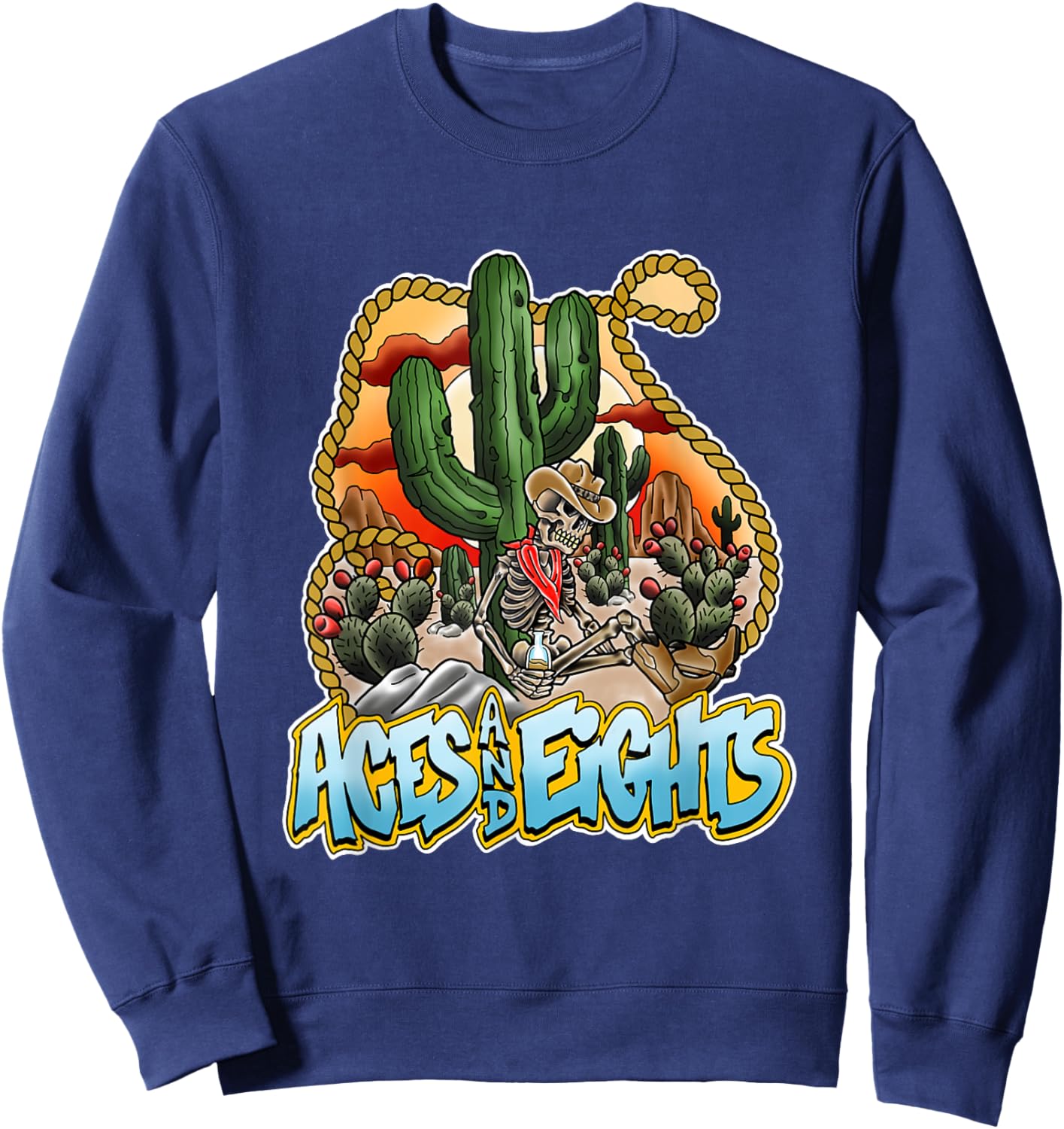 Aces And Eights Desert Scene Sweatshirt - Sweatshirt | Navy