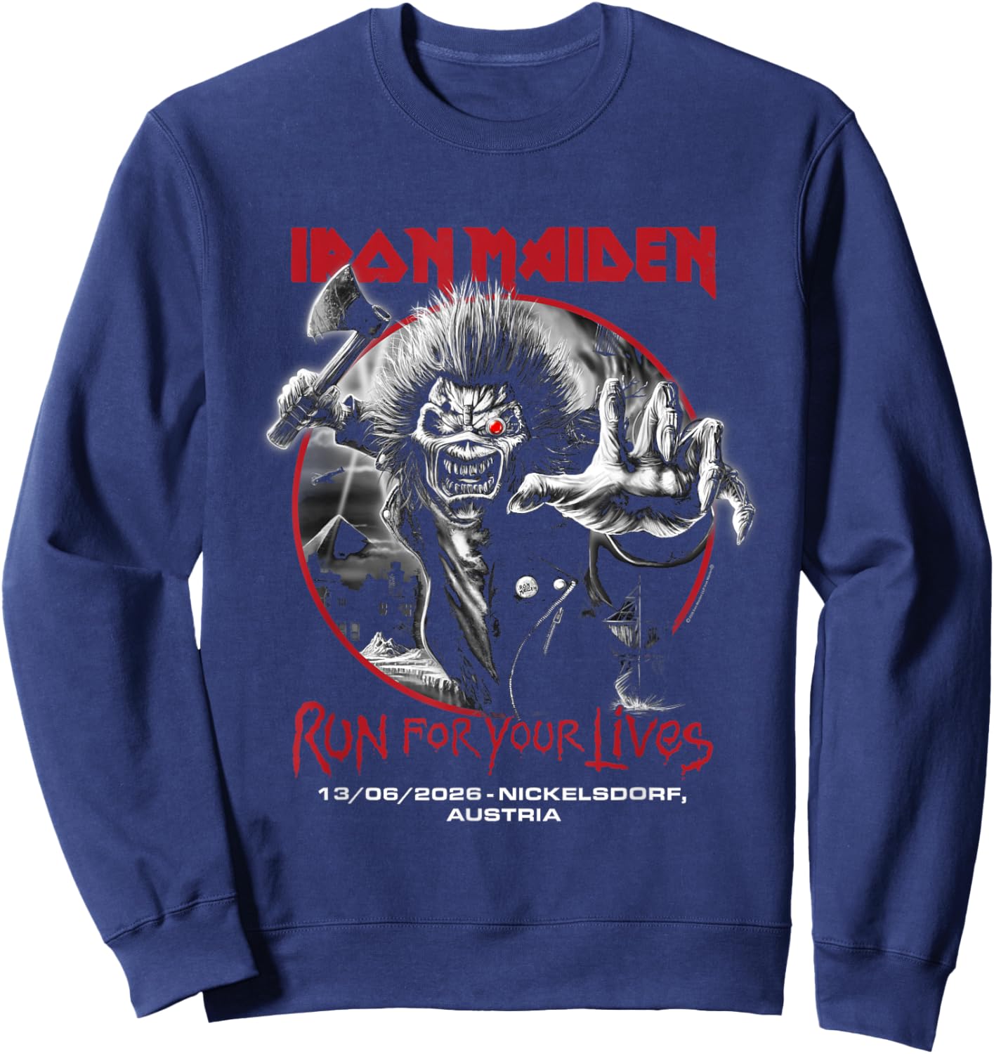 Iron Maiden Run for Your Lives Tour 2026 Nickelsdorf Sweatshirt - Sweatshirt | Navy