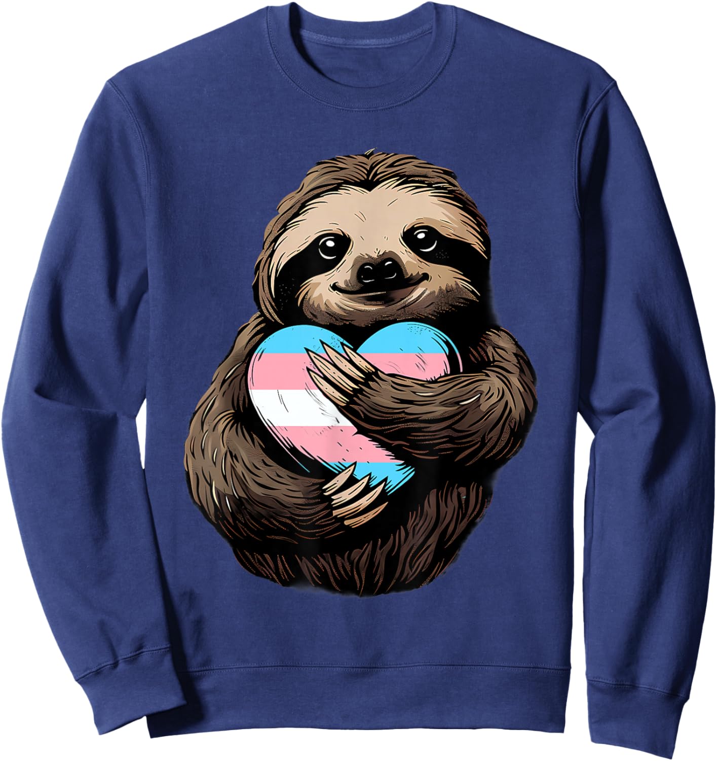 Transgender Sloth Heart Transsexuality LGBT Transsexual Flag Sweatshirt - Sweatshirt | Navy