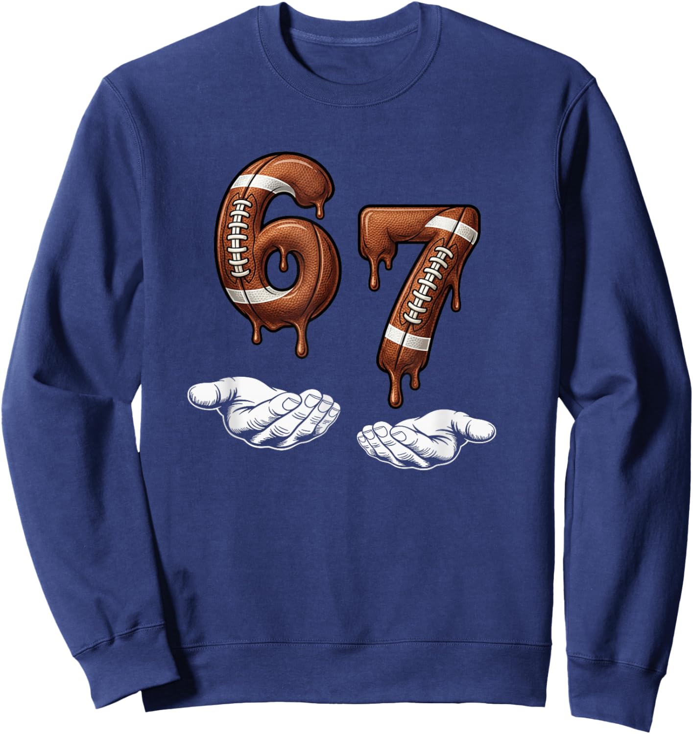 Six Seven 67 Meme Funny Gen Alpha Brain Red Sweatshirt - Sweatshirt | Navy