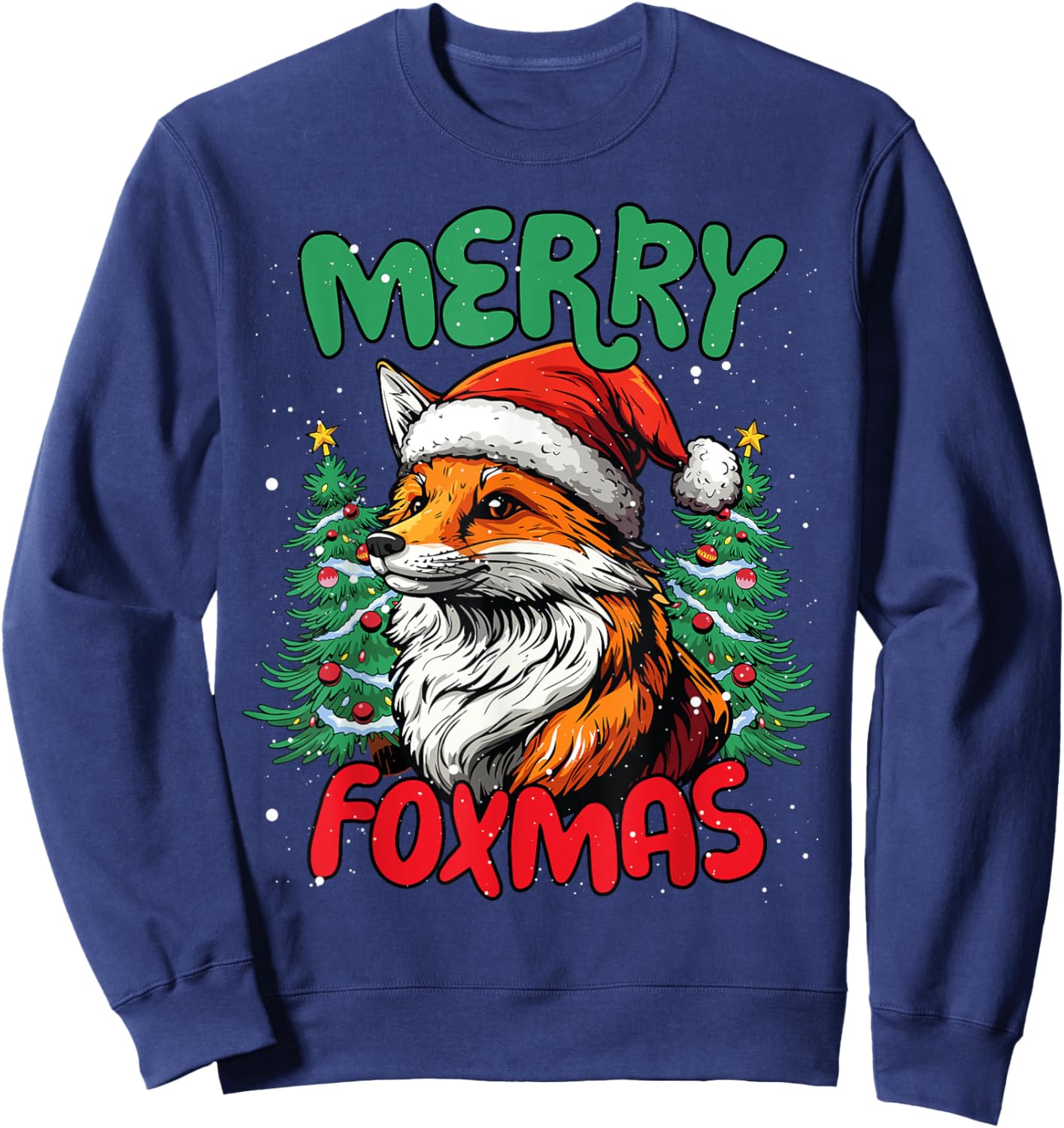 Merry Foxmas Funny Christmas Duck Lover Sweatshirt - Sweatshirt | Navy