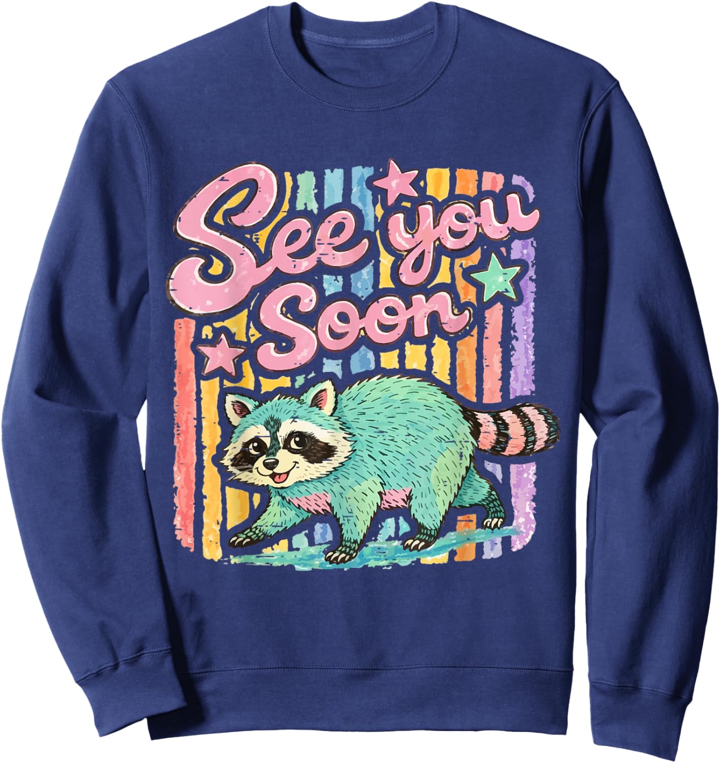See You Soon Raccoon Feral Trash Panda Summer Coastal Girly Sweatshirt - Sweatshirt | Navy