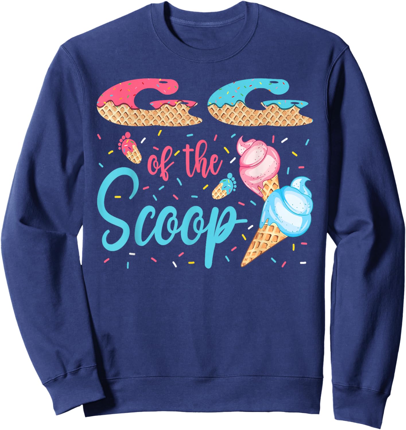 GG Of The Scoop Ice Cream Gender Reveal Baby Shower Sweatshirt - Sweatshirt | Navy