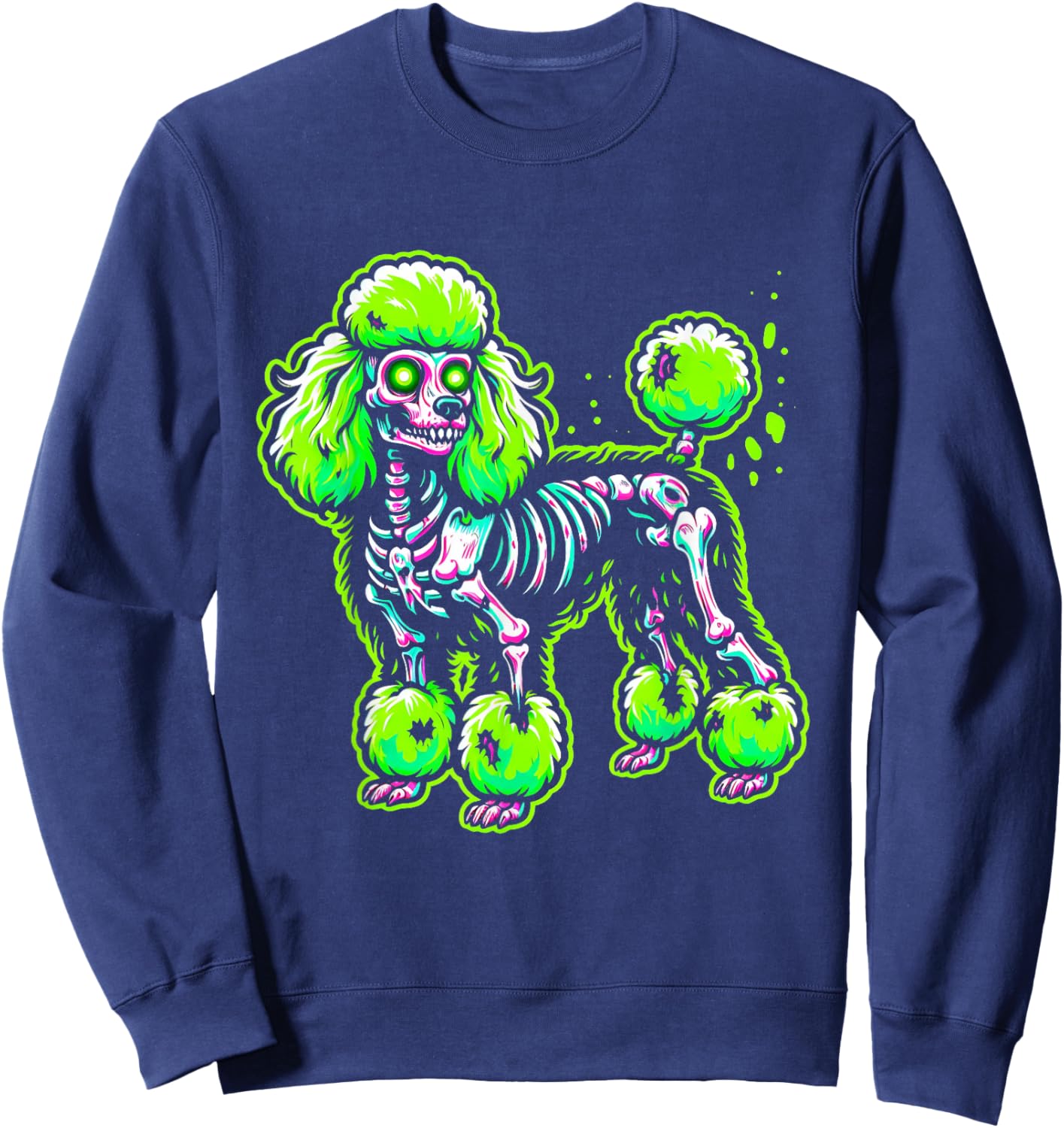 Zombie Poodle Dog Ghost Dark Halloween Horror Skeleton Gifts Sweatshirt - Sweatshirt | Navy