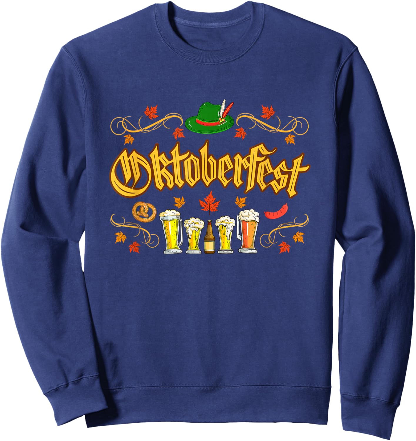 Oktoberfest Fall Autumn Leaves German Costume Women Men Kids Sweatshirt - Sweatshirt | Navy