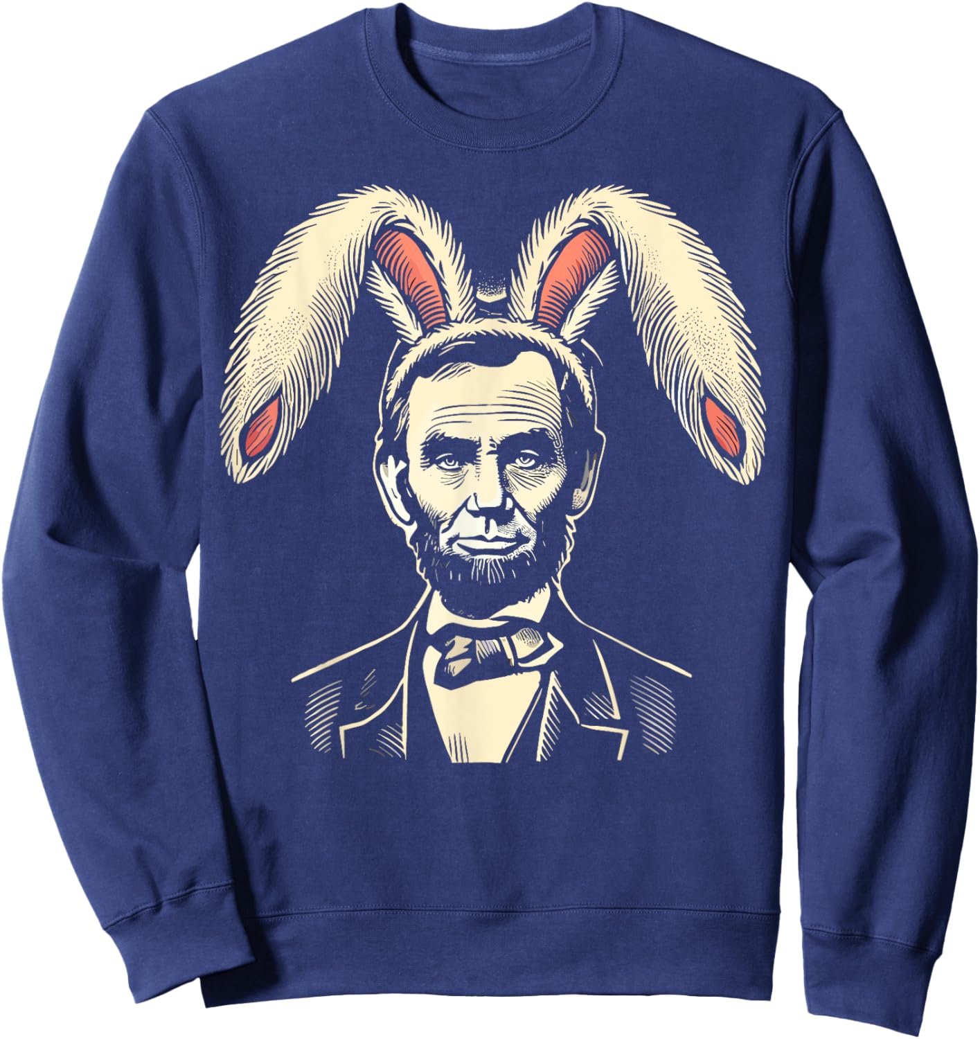 Men Women Vintage Easter Bunny Costume Abraham Lincoln Sweatshirt - Sweatshirt | Navy