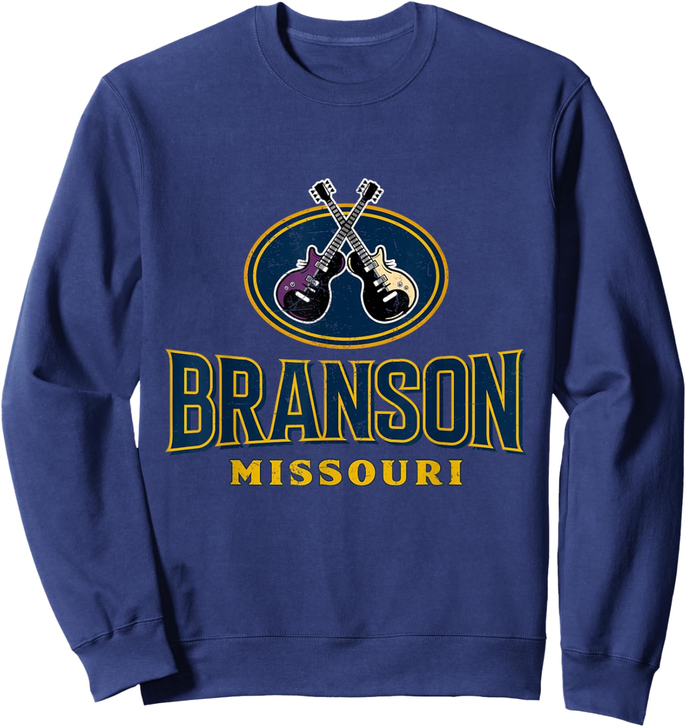 Branson Missouri Trip Souvenir Guitars Music Culture Vintage Sweatshirt - Sweatshirt | Navy