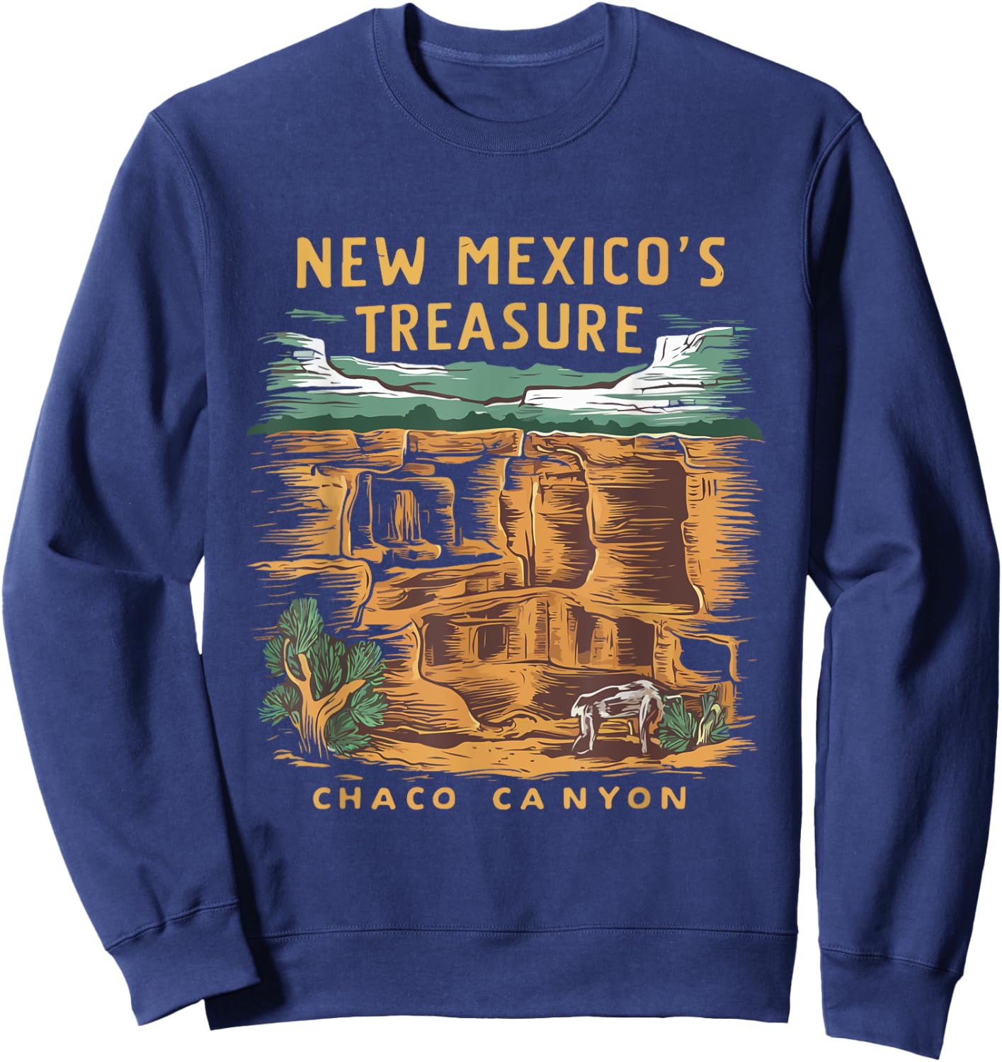 New Mexico Treasure Chaco Canyon National Park Sweatshirt - Sweatshirt | Navy