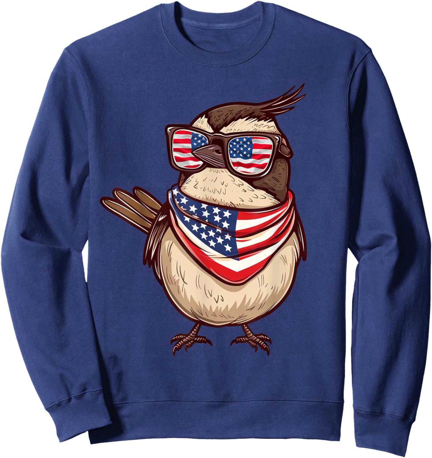 Carolina Wren USA Flag Patriotic Sunglasses 4th Of July Women Men Sweatshirt - Sweatshirt | Navy
