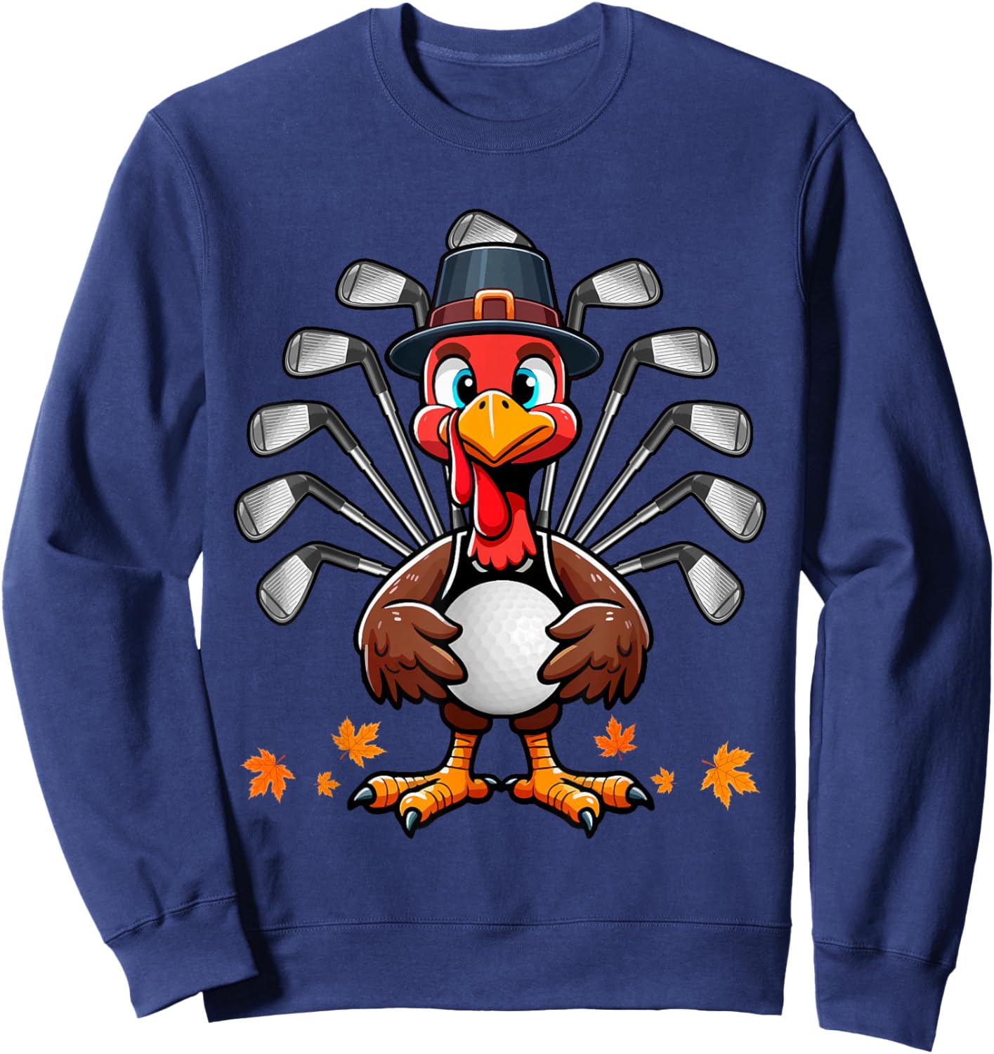 Golf Thanksgiving Costume Turkey Matching Player Lover Sweatshirt - Sweatshirt | Navy