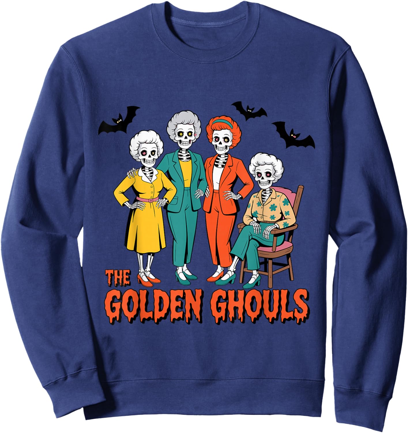 The Golden Ghouls Funny Halloween Sweatshirt - Sweatshirt | Navy