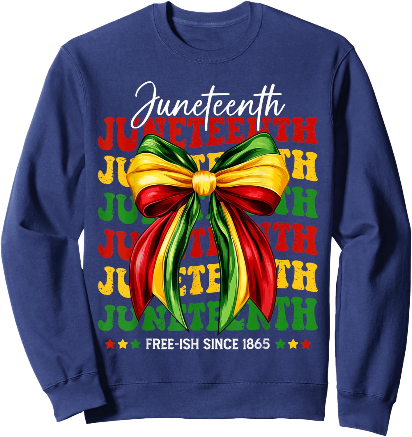 Juneteenth 1865 Black African June 19th Women Coquette Bow Sweatshirt - Sweatshirt | Navy