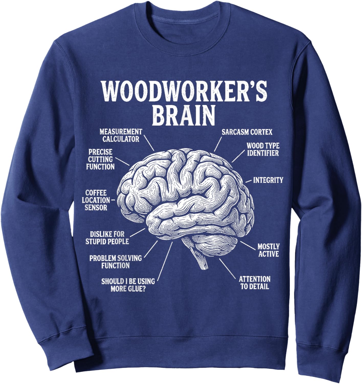 Woodworker Brain Anatomy Diagram Workshop Humor Men Sweatshirt - Sweatshirt | Navy
