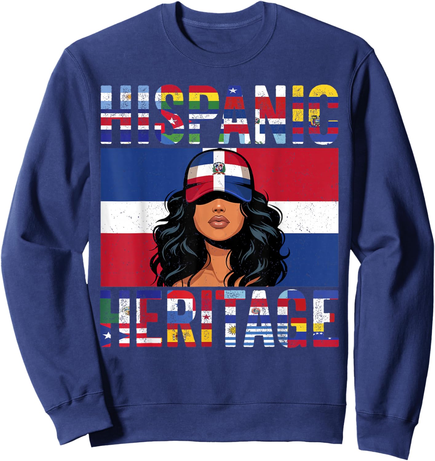 Dominican Republic Hispanic Heritage Proud Dominican Women Sweatshirt - Sweatshirt | Navy