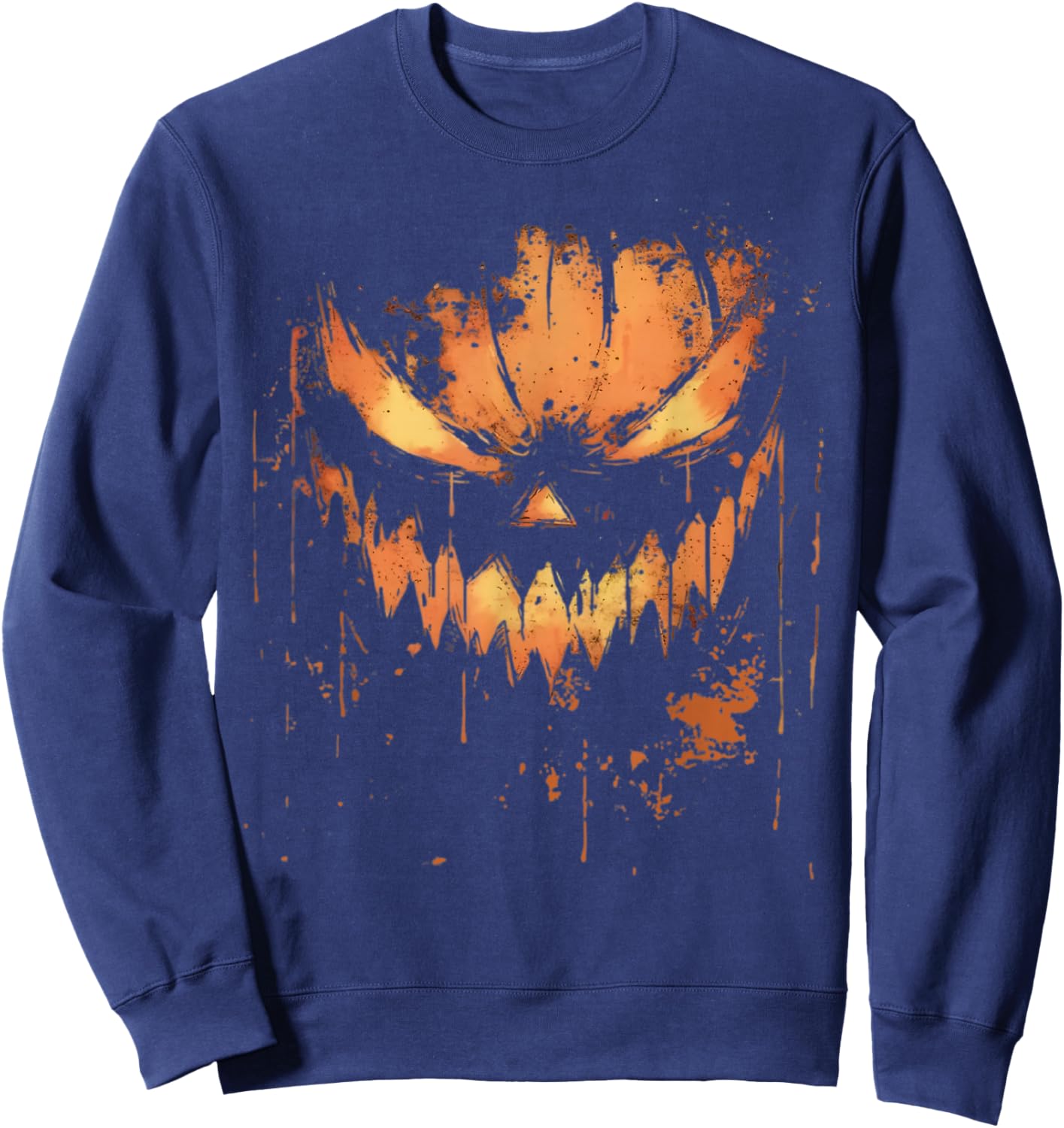 Scary Pumpkin Jack O Lantern Pumpkin Face Halloween Men Boys Sweatshirt - Sweatshirt | Navy