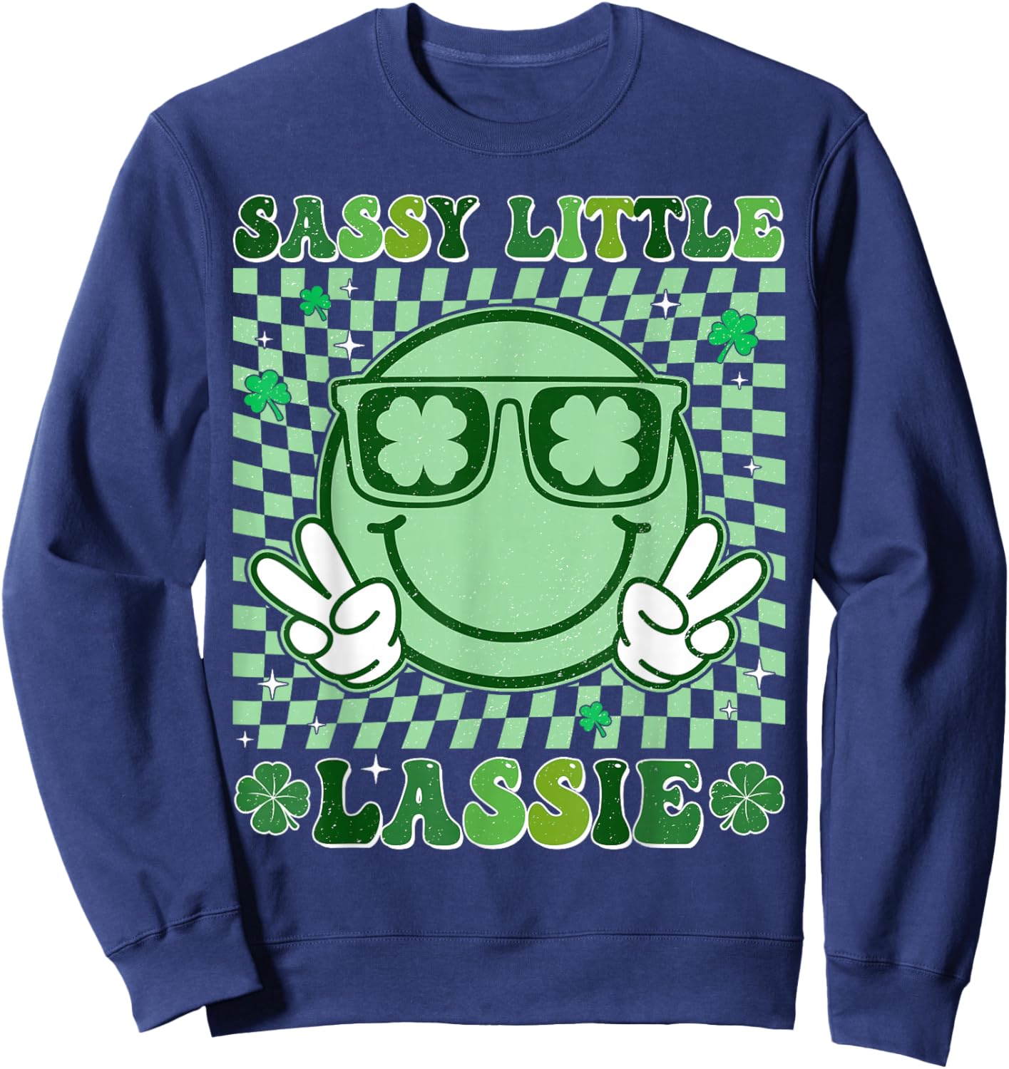 Retro St Patrick's Day Sassy Little Lassie Kid Girls Toddler Sweatshirt - Sweatshirt | Navy