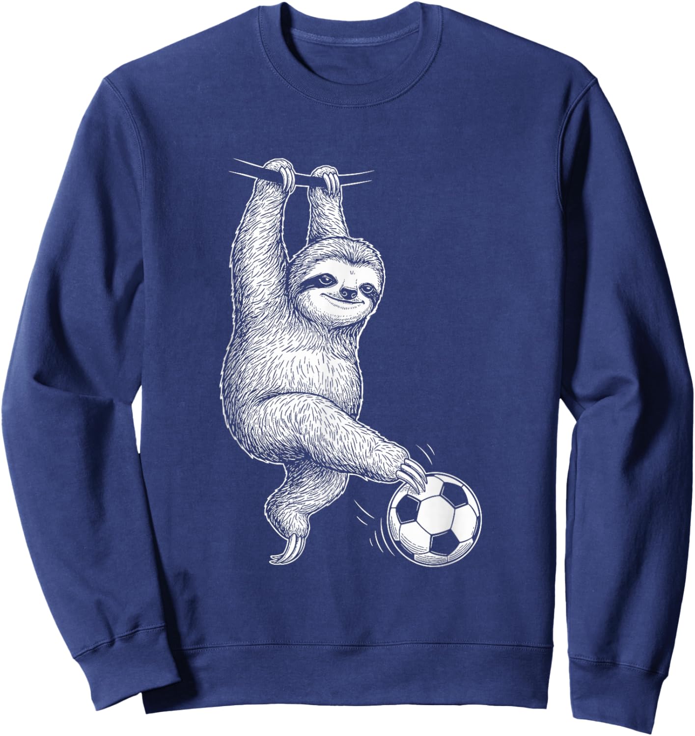 Funny Lazy Sloth Soccer Football Graphic Sweatshirt - Sweatshirt | Navy