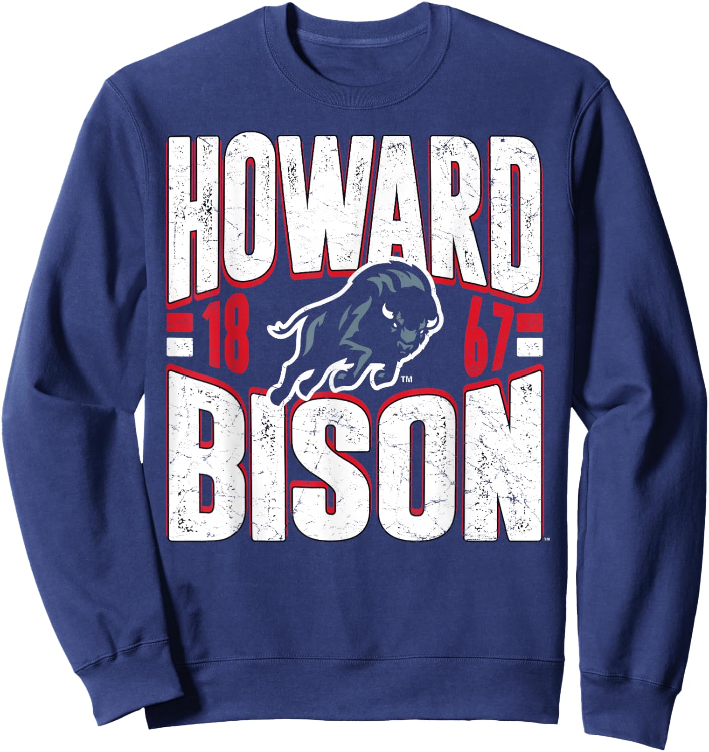 Howard Bison Vintage 90's Retro Navy Officially Licensed Sweatshirt - Sweatshirt | Navy