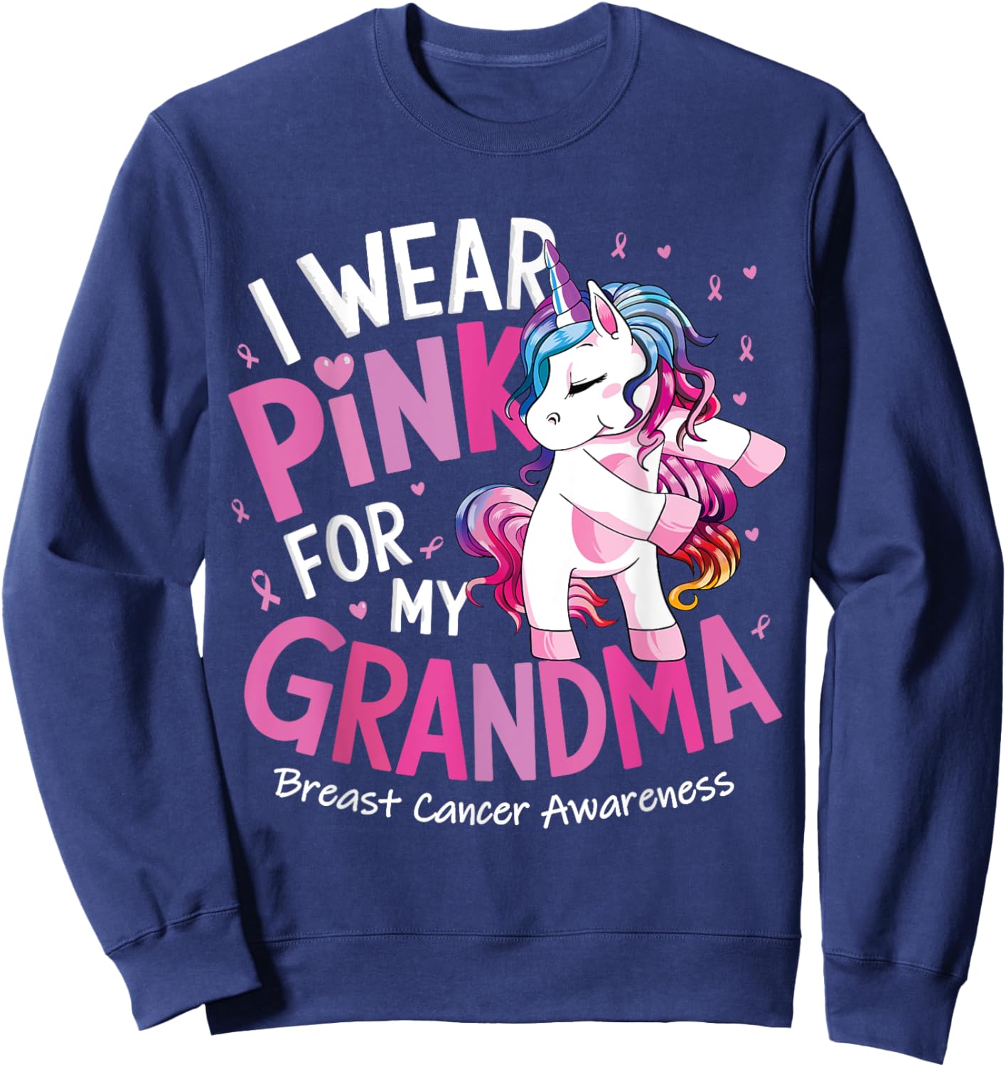 Breast Cancer Awareness Wear Pink Grandma Kids Baby Toddler Sweatshirt - Sweatshirt | Navy