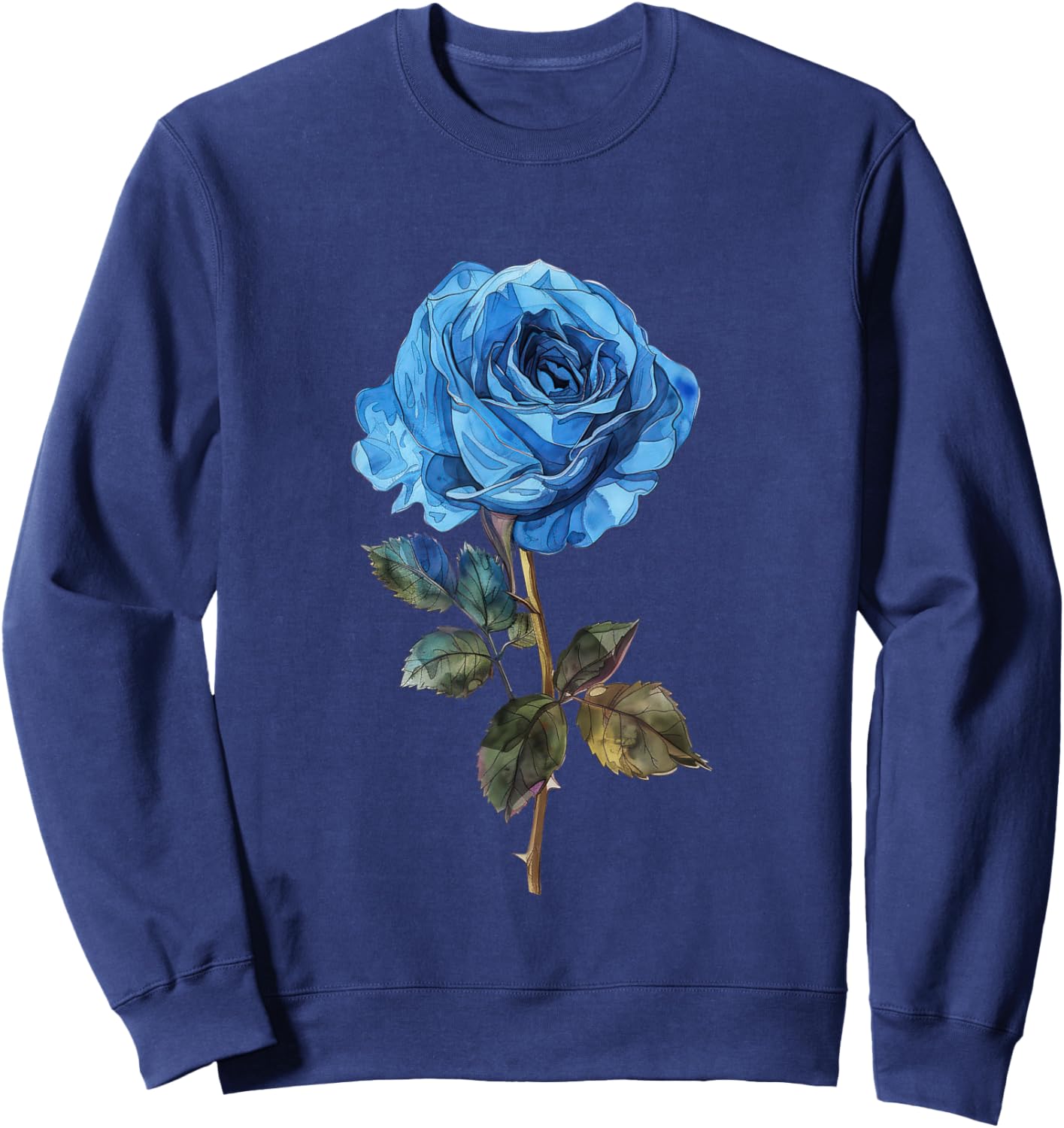 199 Flowers Blue Rose Graphic Sweatshirt - Sweatshirt | Navy