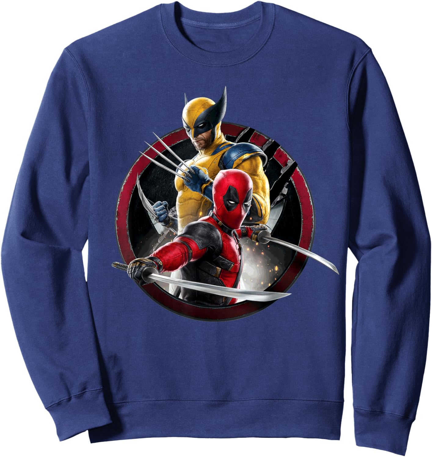 Marvel Studios Deadpool & Wolverine with Claw-Slashed Icon Sweatshirt - Sweatshirt | Navy