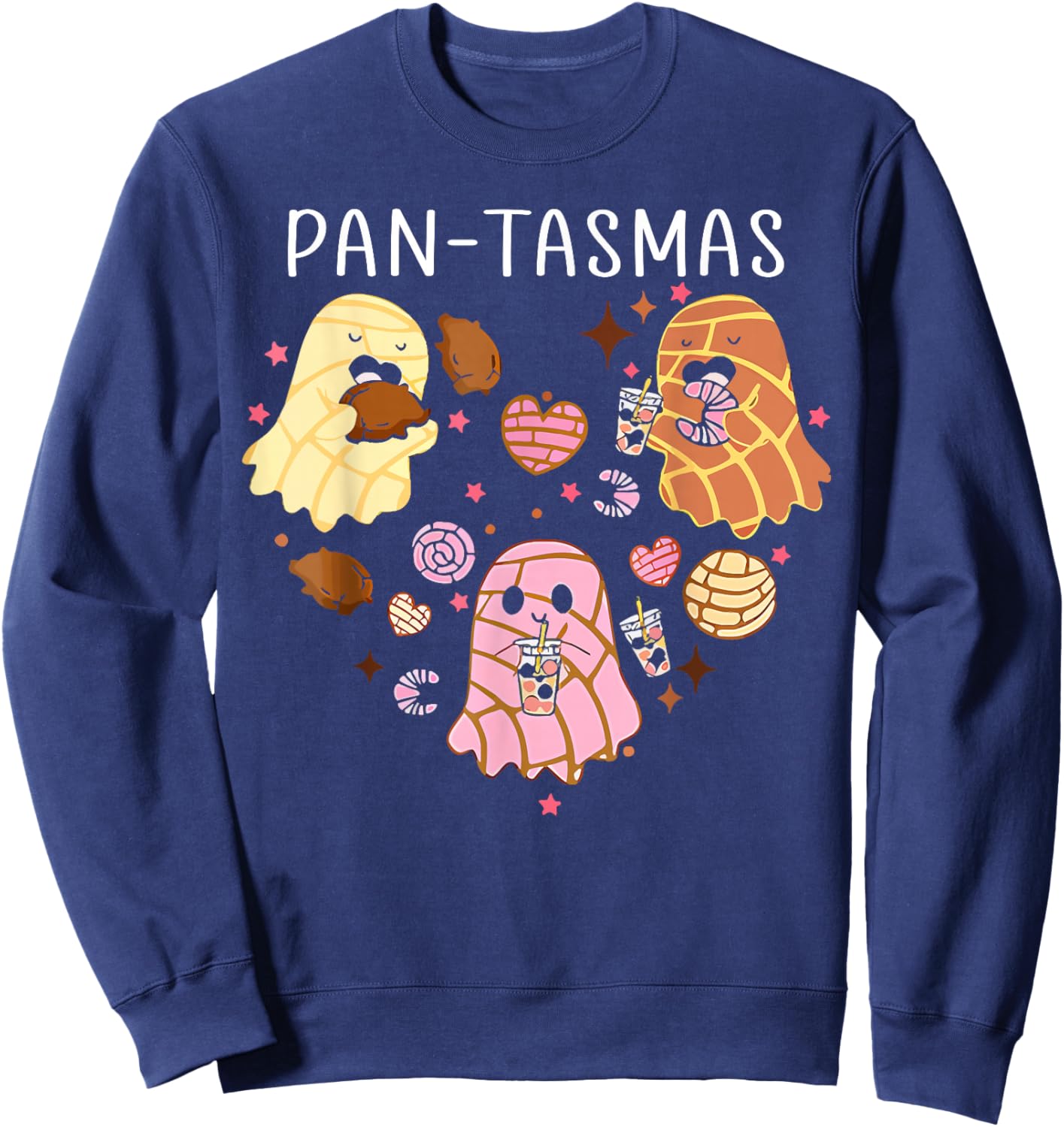 Pantasmas Ghost Funny Spooky Conchas Mexican Ghost Halloween Sweatshirt - Sweatshirt | Navy