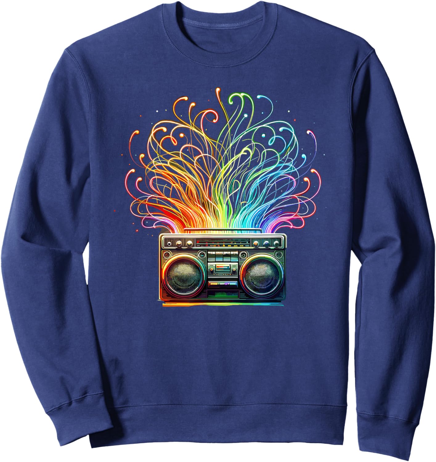 Boombox Old School 80s Music Hip Hop Sweatshirt - Sweatshirt | Navy