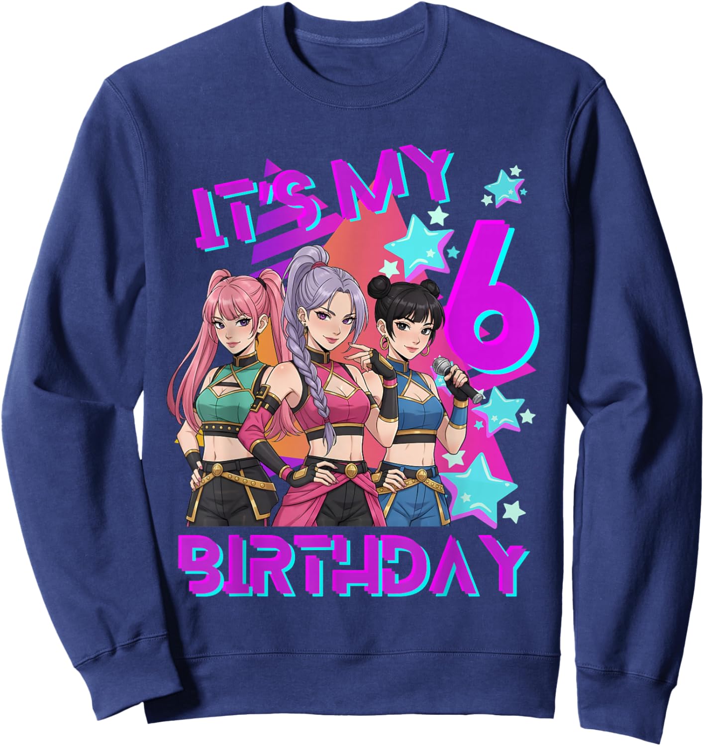 6 Years Birthday K-Pop Kids 6th Birthday Girl K-Pop Sweatshirt - Sweatshirt | Navy