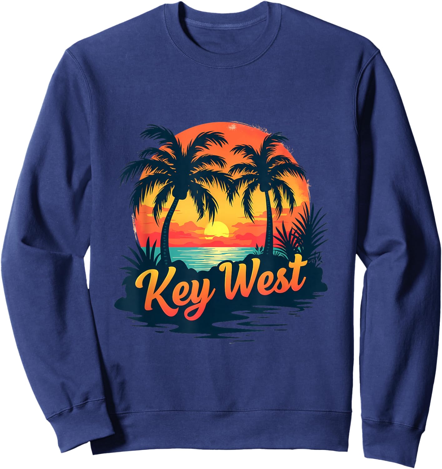Key West Tropical Sunset Beach Scene Sweatshirt - Sweatshirt | Navy
