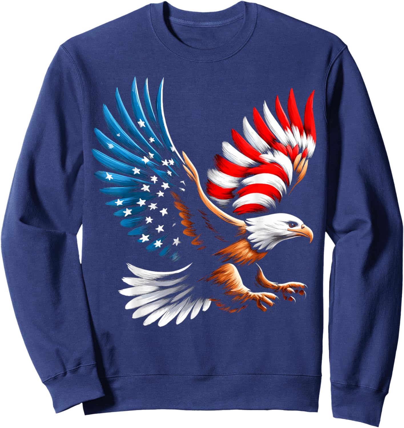Bald Eagle & Patriotic American Flag 4th of July Women Girls Kids Men Sweatshirt - Sweatshirt | Navy