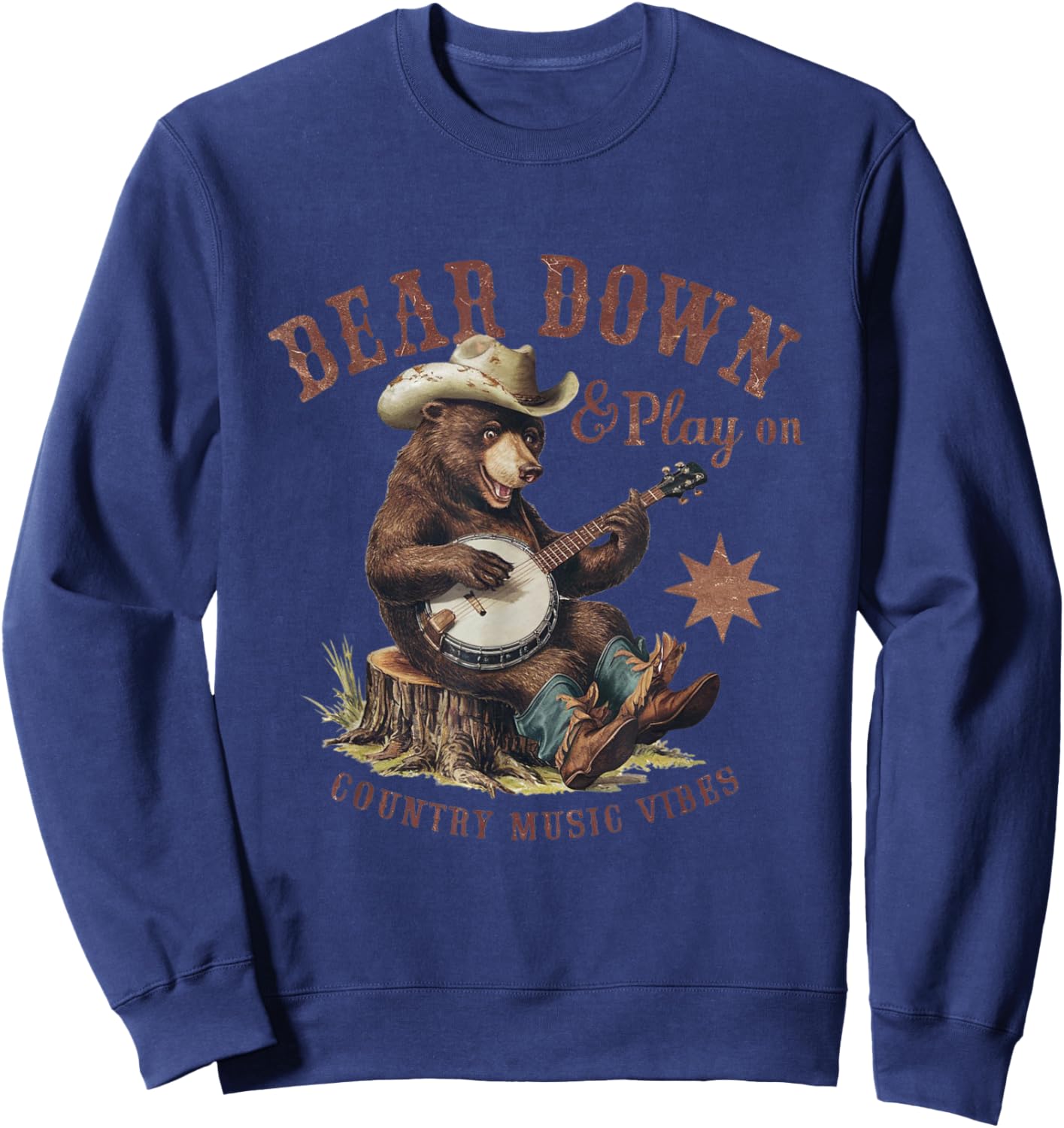 Bear Down & Play On: Vintage Country Music Vibes Funny Sweatshirt - Sweatshirt | Navy